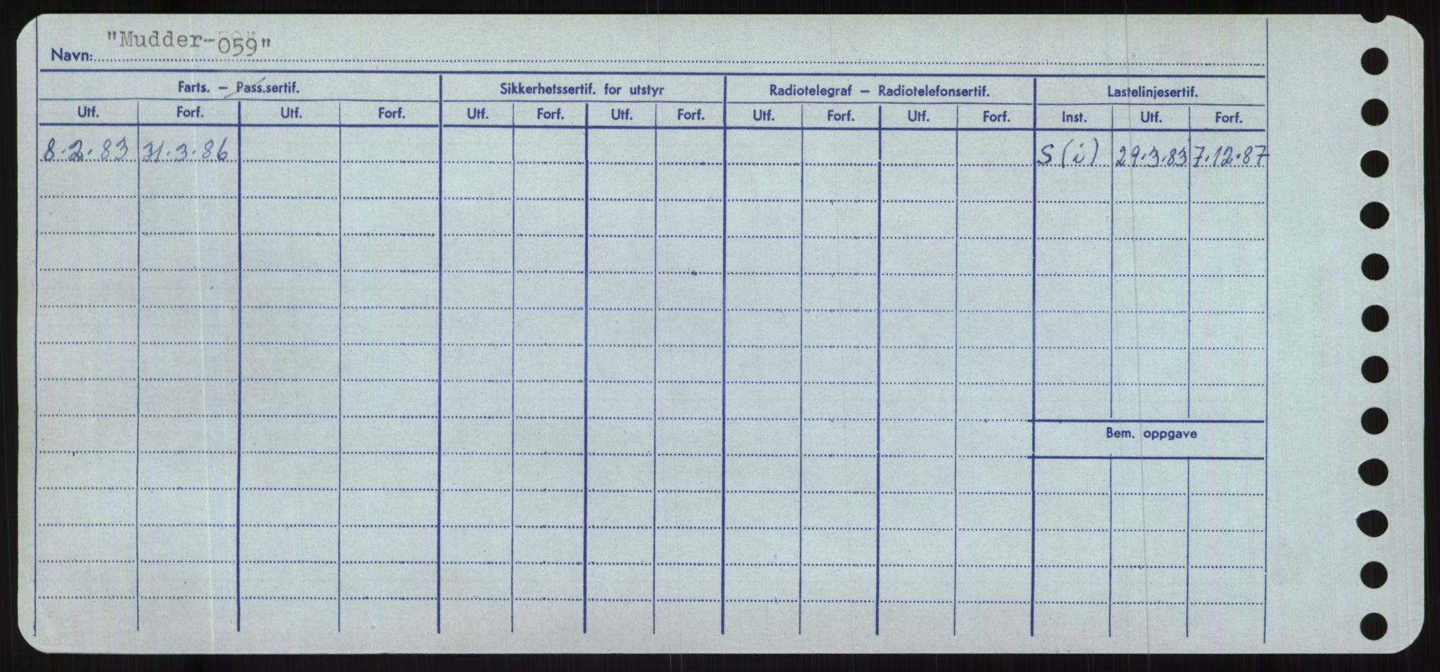 Sjøfartsdirektoratet med forløpere, Skipsmålingen, RA/S-1627/H/Hc/L0001: Lektere, A-Y, p. 310