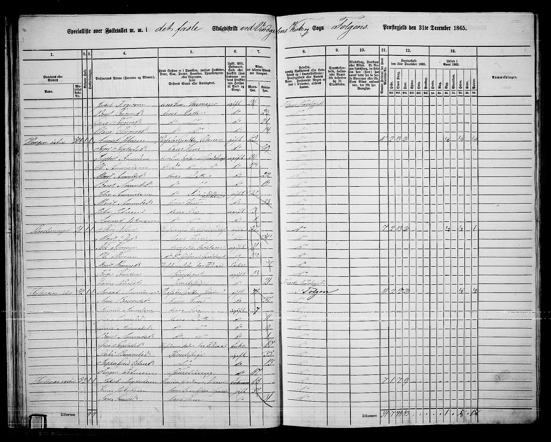 RA, 1865 census for Tolga, 1865, p. 32