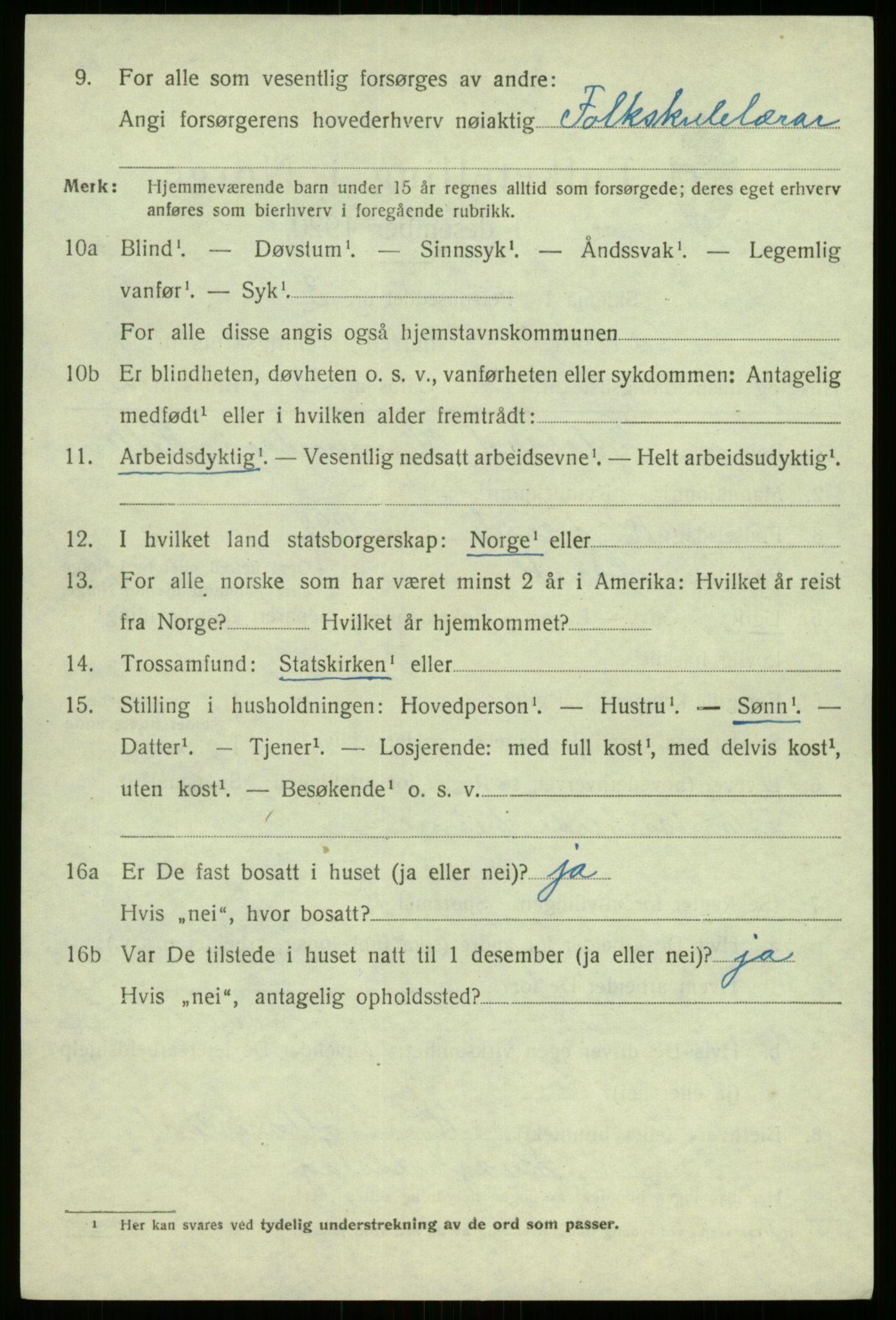 SAB, 1920 census for Lavik, 1920, p. 1911