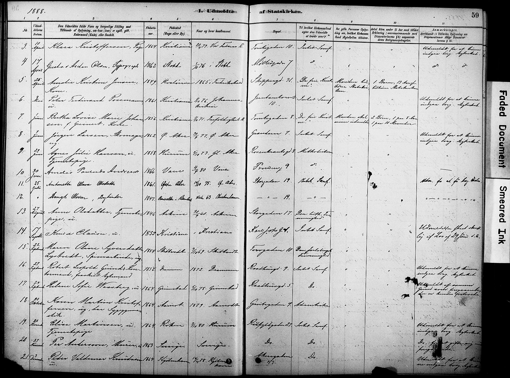 Oslo domkirke Kirkebøker, SAO/A-10752/F/Fa/L0038: Parish register (official) no. 38, 1878-1921, p. 59