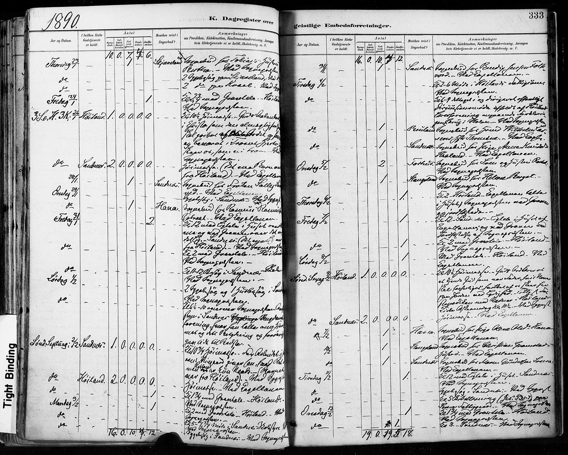 Høyland sokneprestkontor, AV/SAST-A-101799/001/30BA/L0013: Parish register (official) no. A 13.2, 1889-1898, p. 333