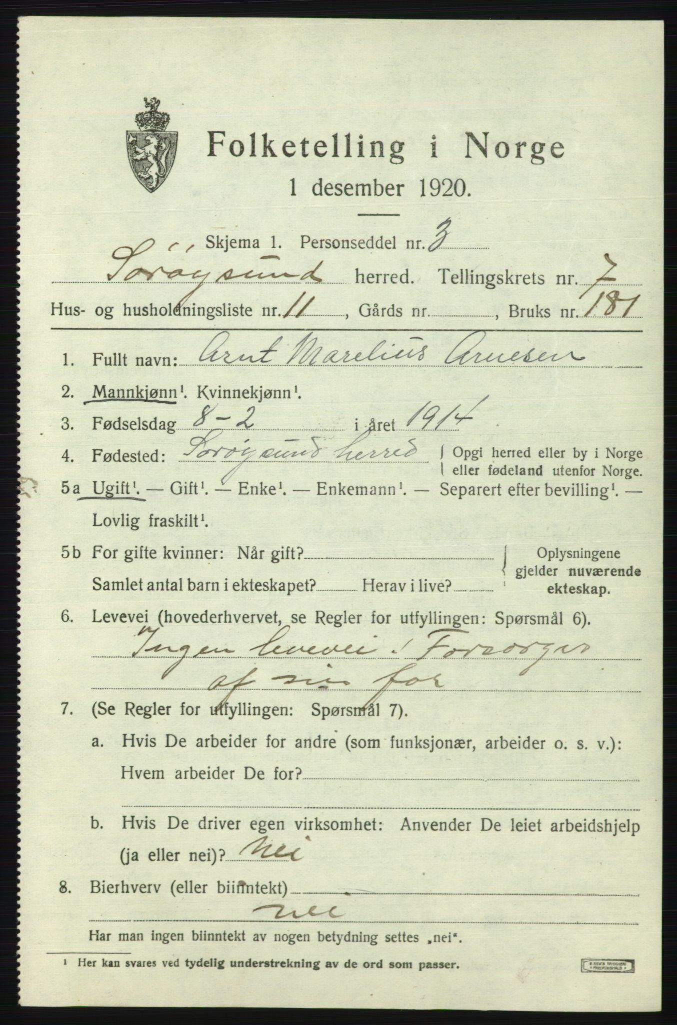 SATØ, 1920 census for Sørøysund rural district, 1920, p. 2952