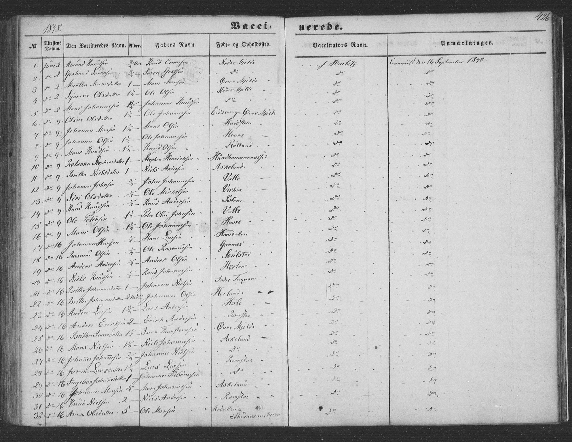 Haus sokneprestembete, SAB/A-75601/H/Haa: Parish register (official) no. A 16 II, 1848-1857, p. 426