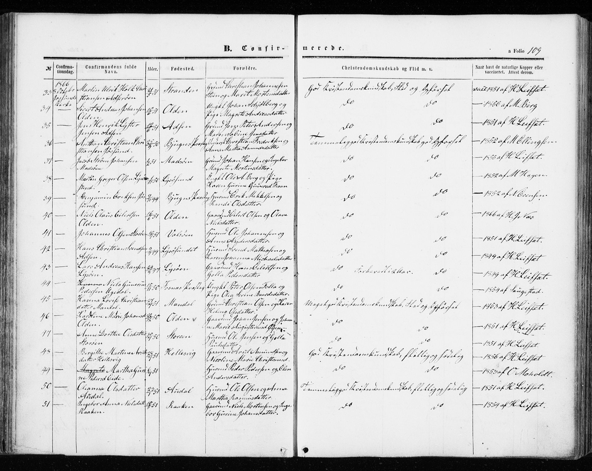 Ministerialprotokoller, klokkerbøker og fødselsregistre - Sør-Trøndelag, SAT/A-1456/655/L0678: Parish register (official) no. 655A07, 1861-1873, p. 109