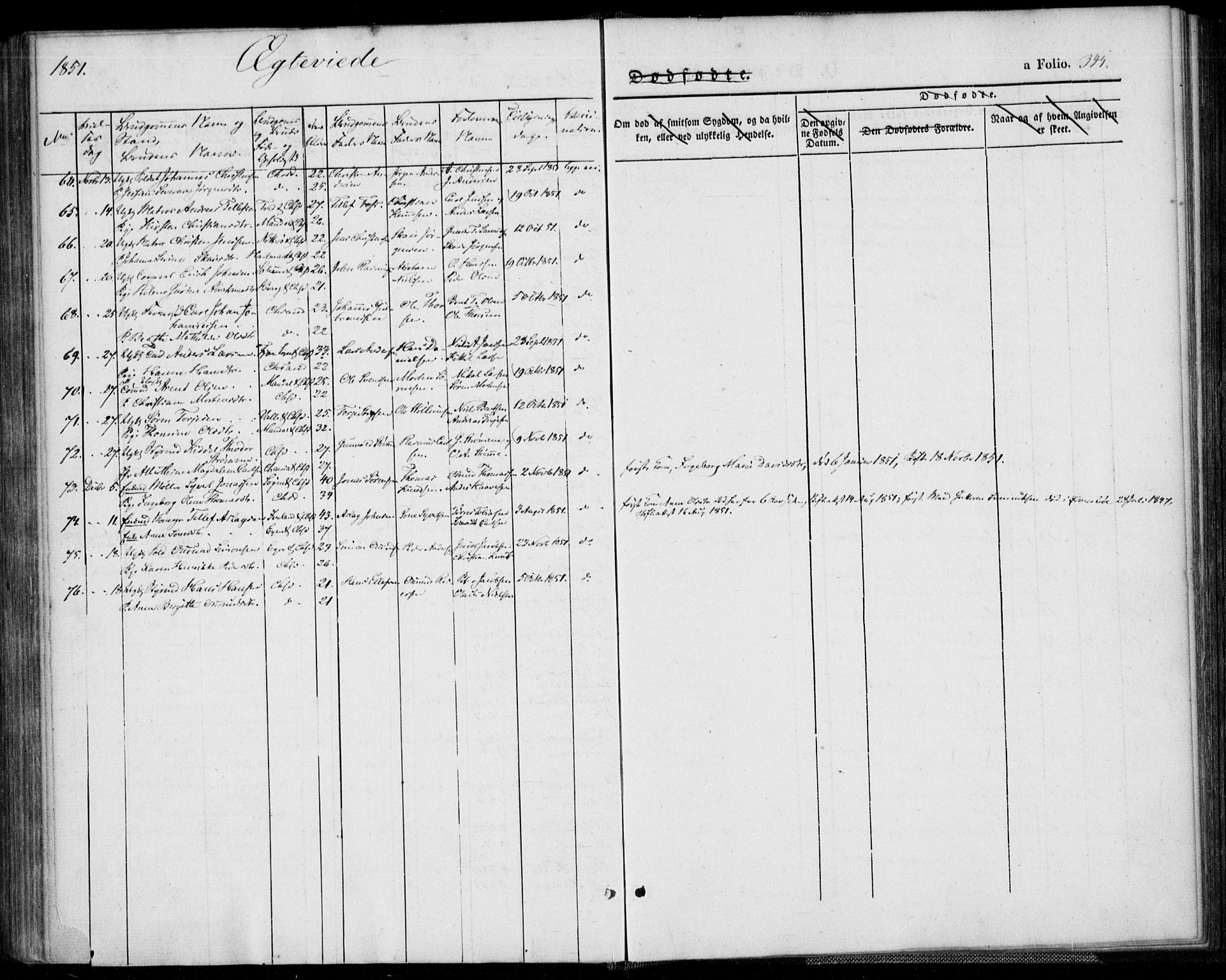 Kristiansand domprosti, AV/SAK-1112-0006/F/Fa/L0013: Parish register (official) no. A 13, 1842-1851, p. 345