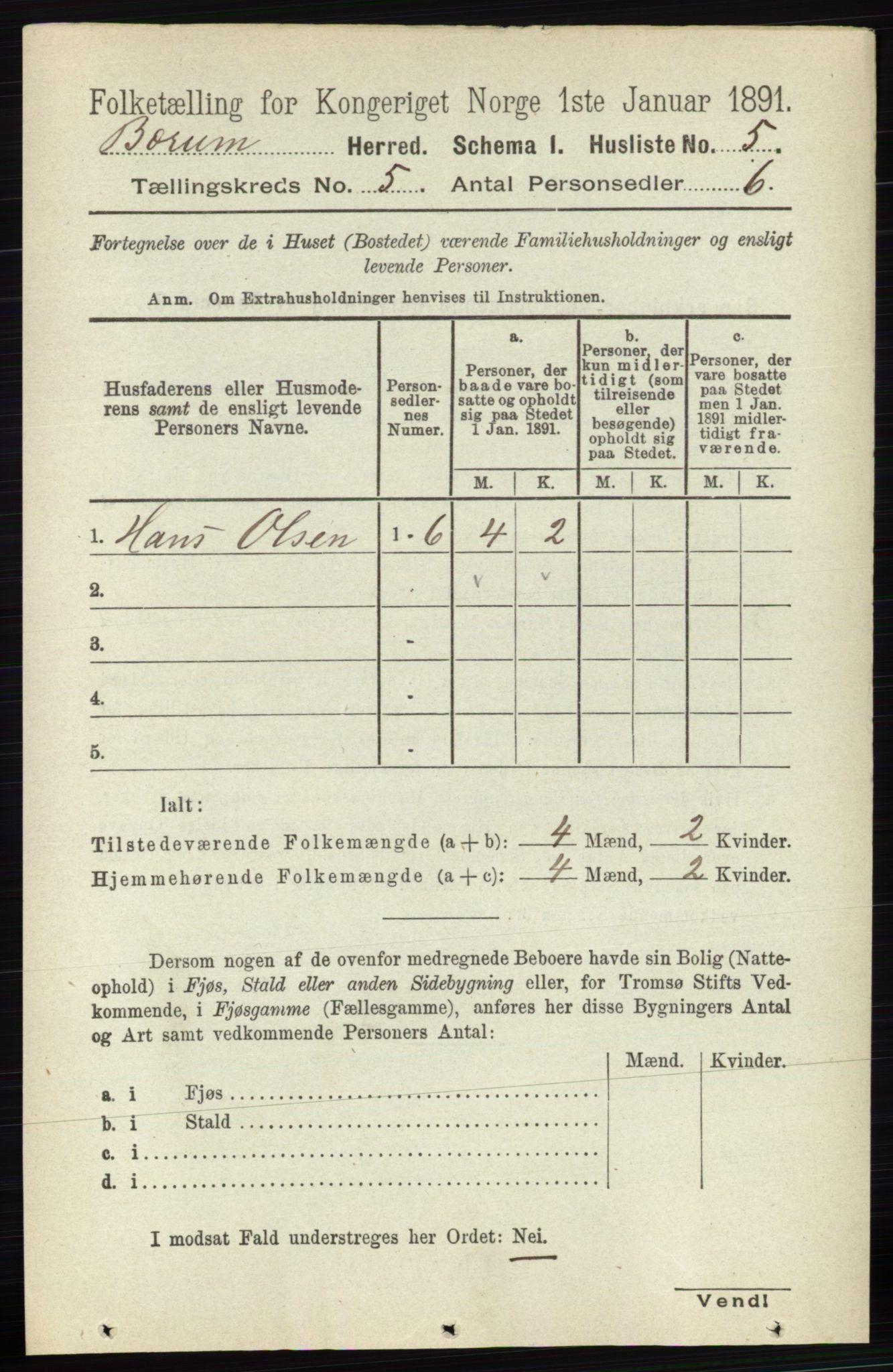 RA, 1891 census for 0219 Bærum, 1891, p. 2941