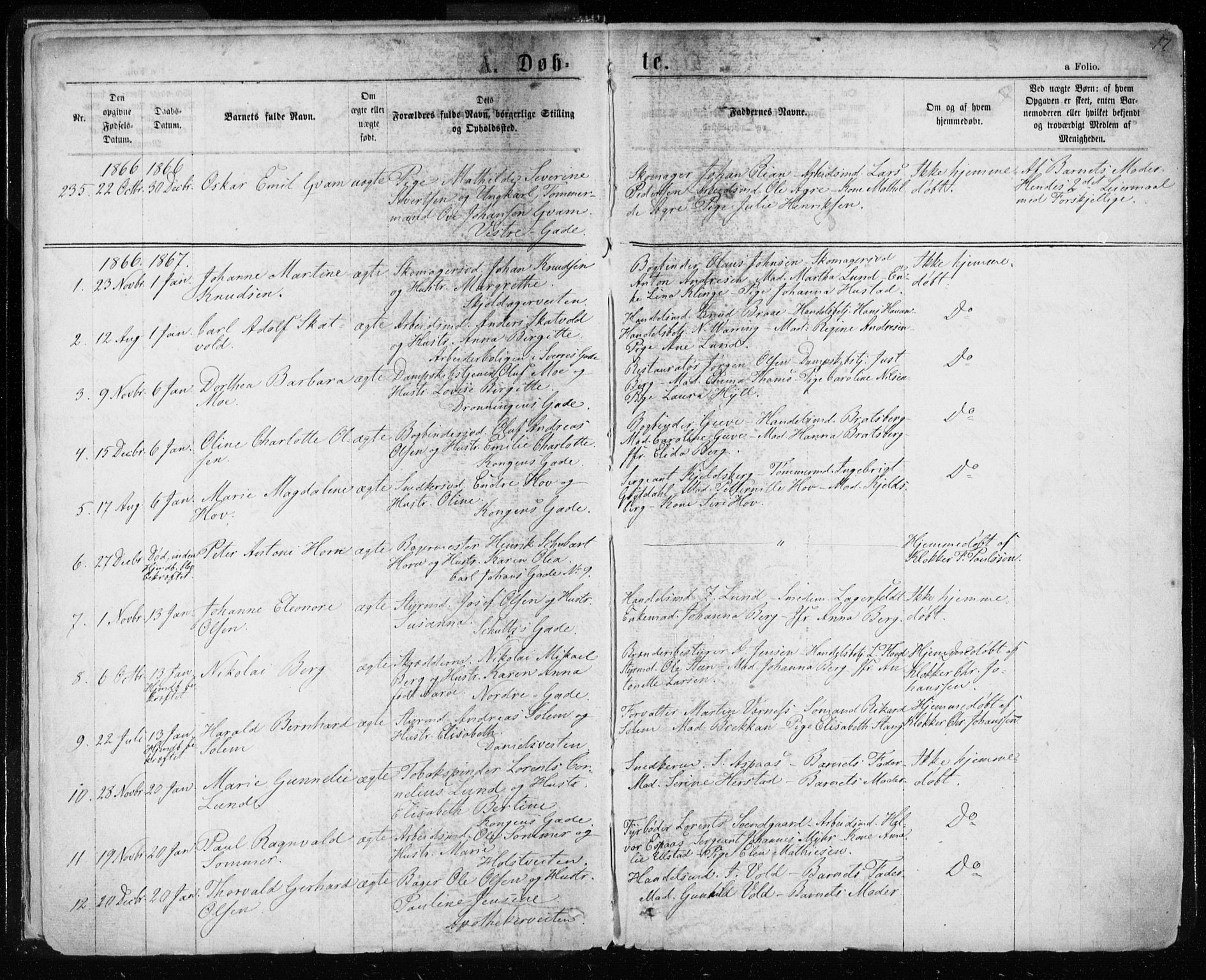 Ministerialprotokoller, klokkerbøker og fødselsregistre - Sør-Trøndelag, SAT/A-1456/601/L0054: Parish register (official) no. 601A22, 1866-1877, p. 17