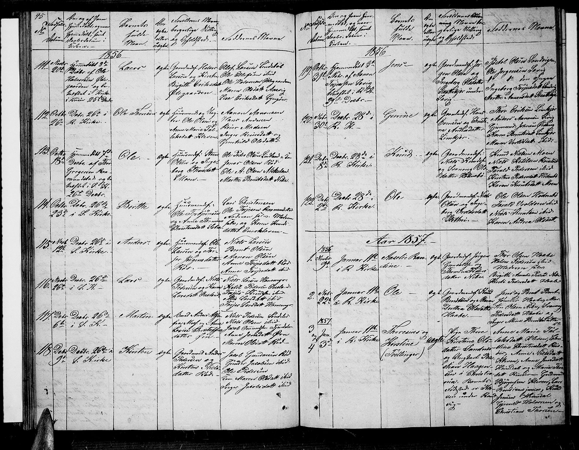 Søndeled sokneprestkontor, SAK/1111-0038/F/Fb/L0003: Parish register (copy) no. B 3, 1849-1857, p. 45