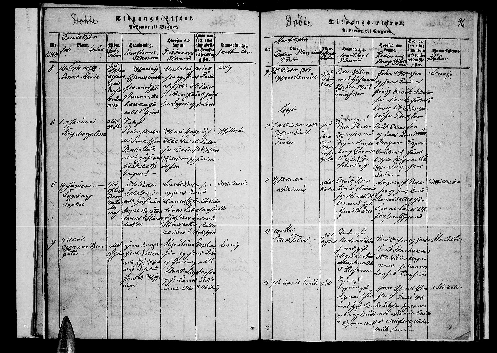 Lenvik sokneprestembete, AV/SATØ-S-1310/H/Ha/Hab/L0001klokker: Parish register (copy) no. 1, 1822-1837, p. 96