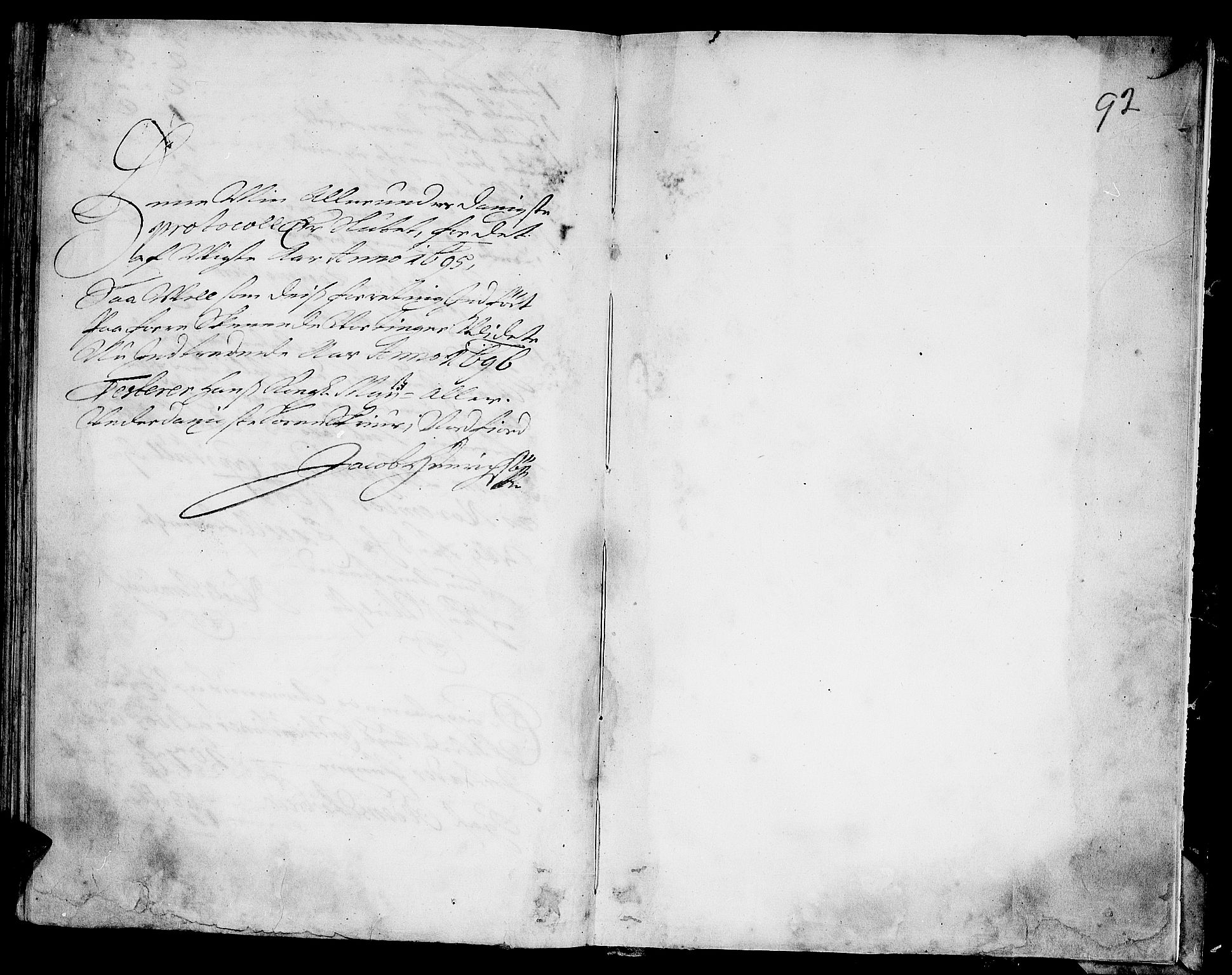 Nordfjord sorenskriveri, SAB/A-2801/01/01a/L0013: Tingbøker (Justisprotokoller), 1695-1696, p. 91b-92a