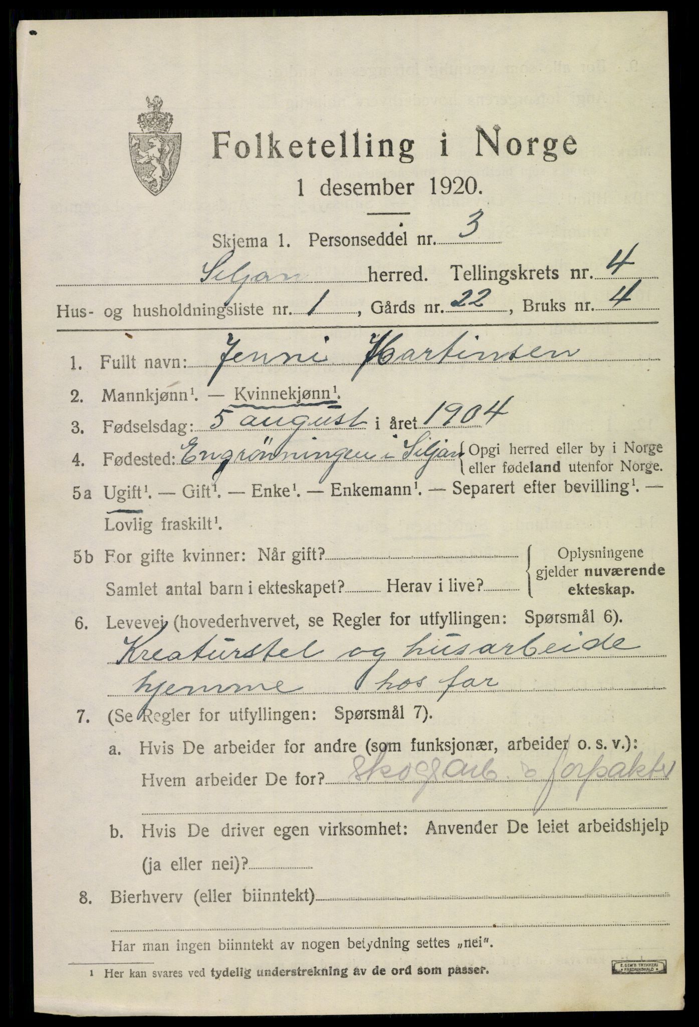SAKO, 1920 census for Siljan, 1920, p. 1967