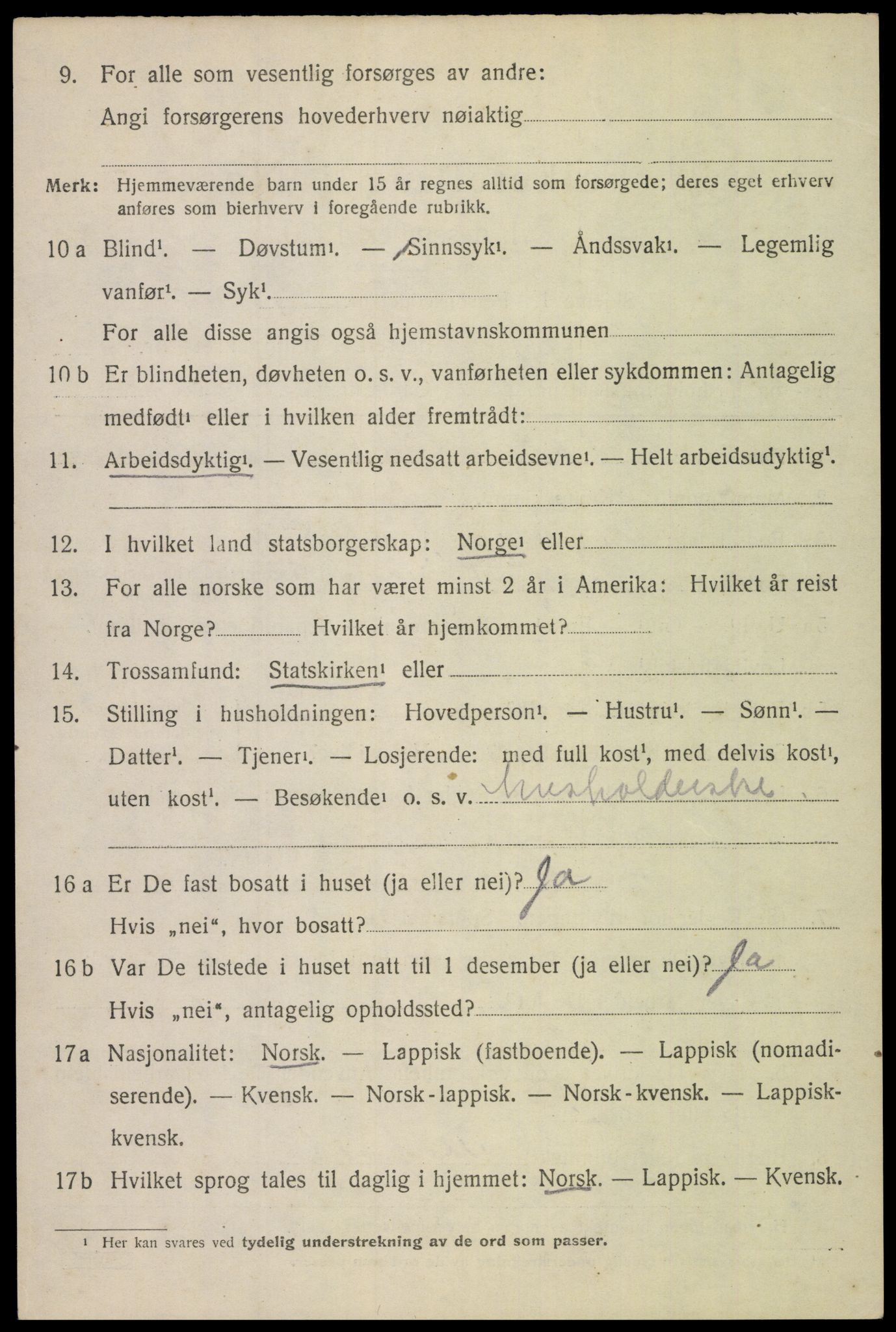 SAT, 1920 census for Gimsøy, 1920, p. 2526