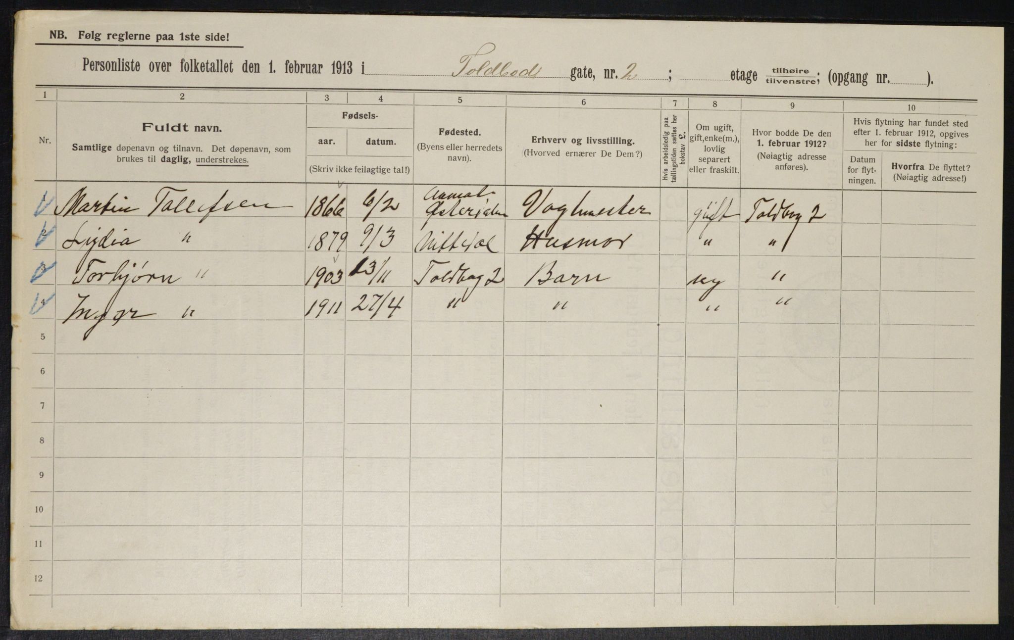 OBA, Municipal Census 1913 for Kristiania, 1913, p. 113108