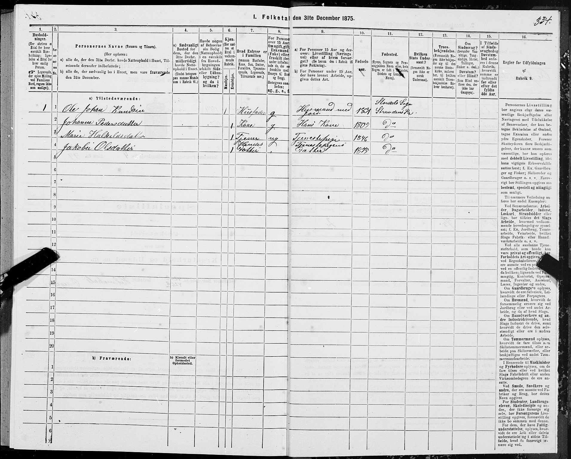 SAT, 1875 census for 1525P Stranda, 1875, p. 2334