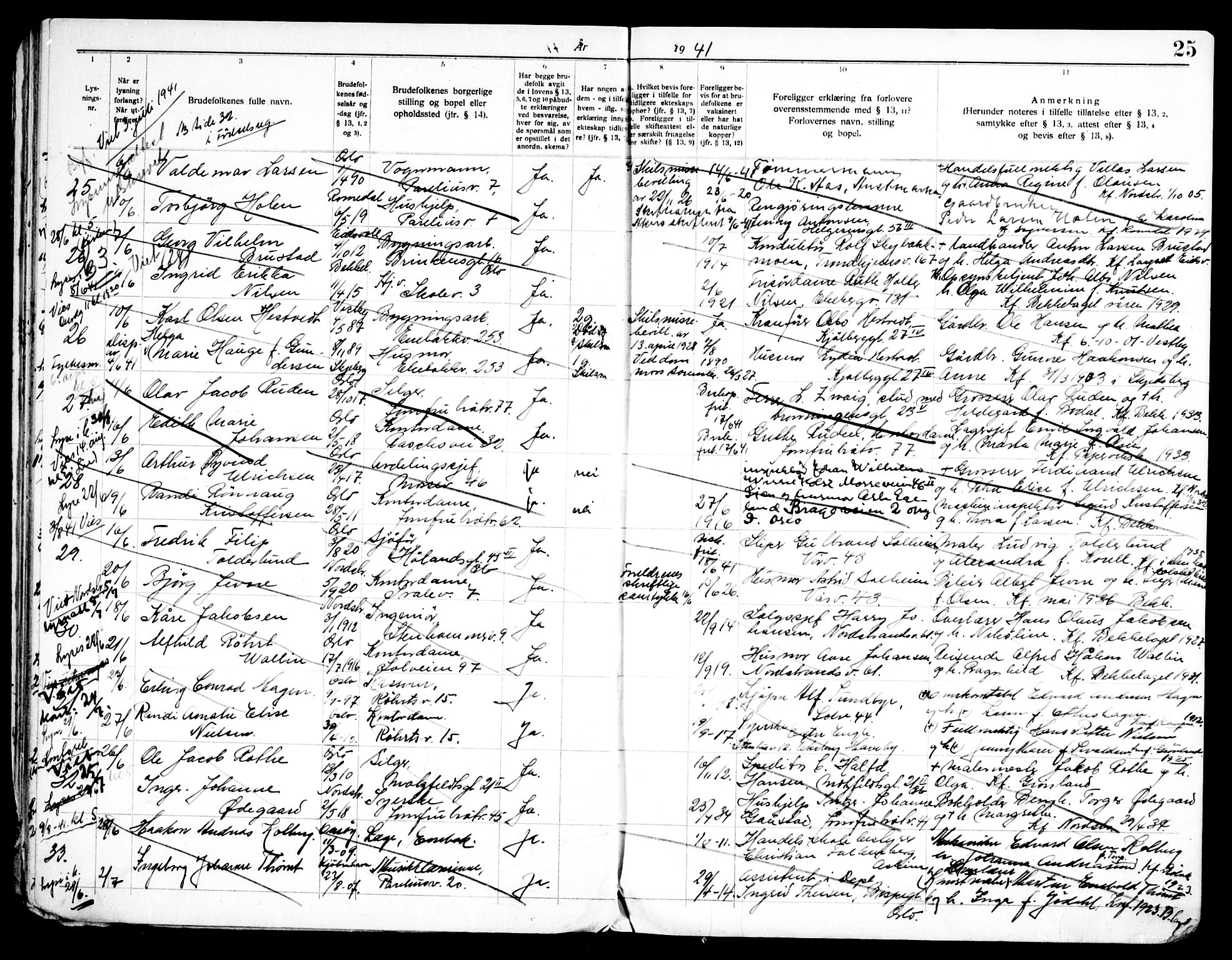 Bekkelaget prestekontor Kirkebøker, SAO/A-10842/H/Ha/L0001: Banns register no. 1, 1937-1953, p. 25
