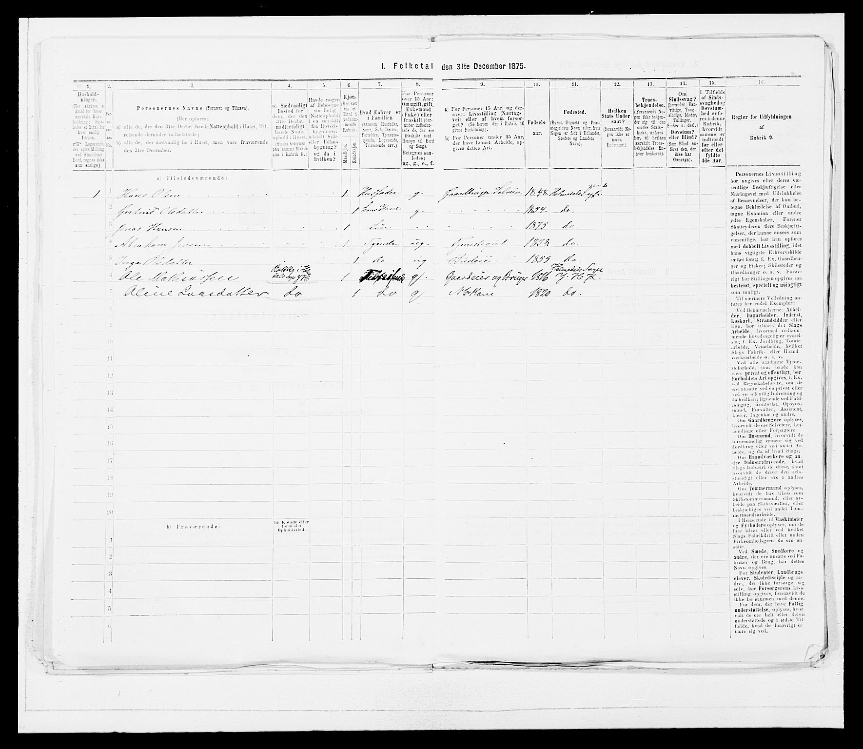 SAB, 1875 census for 1429P Ytre Holmedal, 1875, p. 70