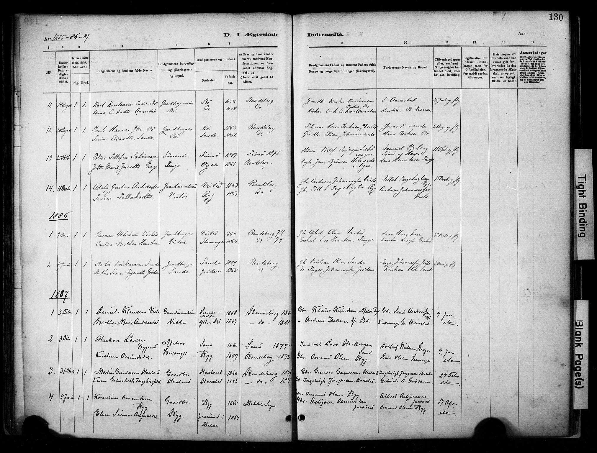 Hetland sokneprestkontor, SAST/A-101826/30/30BA/L0009: Parish register (official) no. A 9, 1882-1918, p. 130