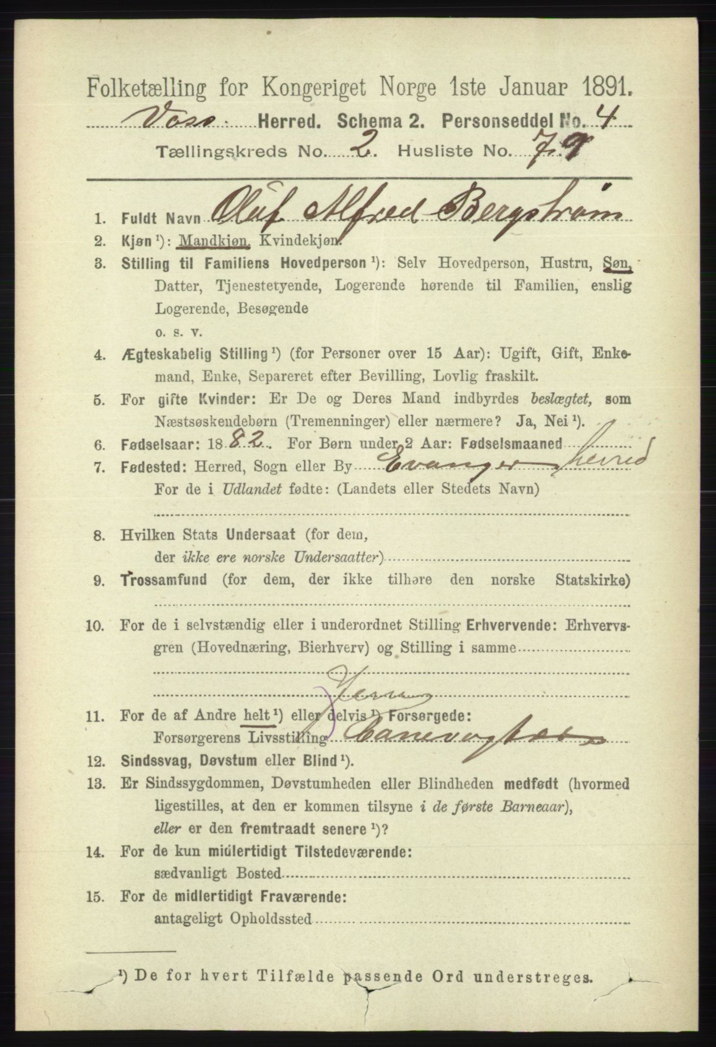 RA, 1891 census for 1235 Voss, 1891, p. 1123