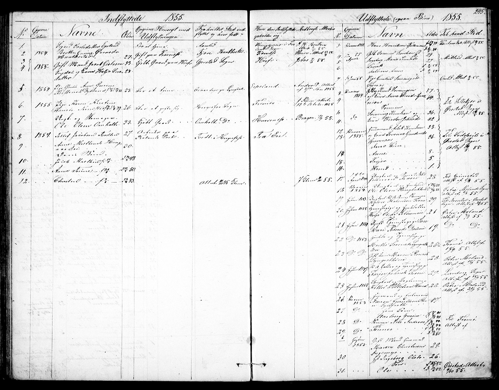 Froland sokneprestkontor, SAK/1111-0013/F/Fb/L0008: Parish register (copy) no. B 8, 1843-1875, p. 245