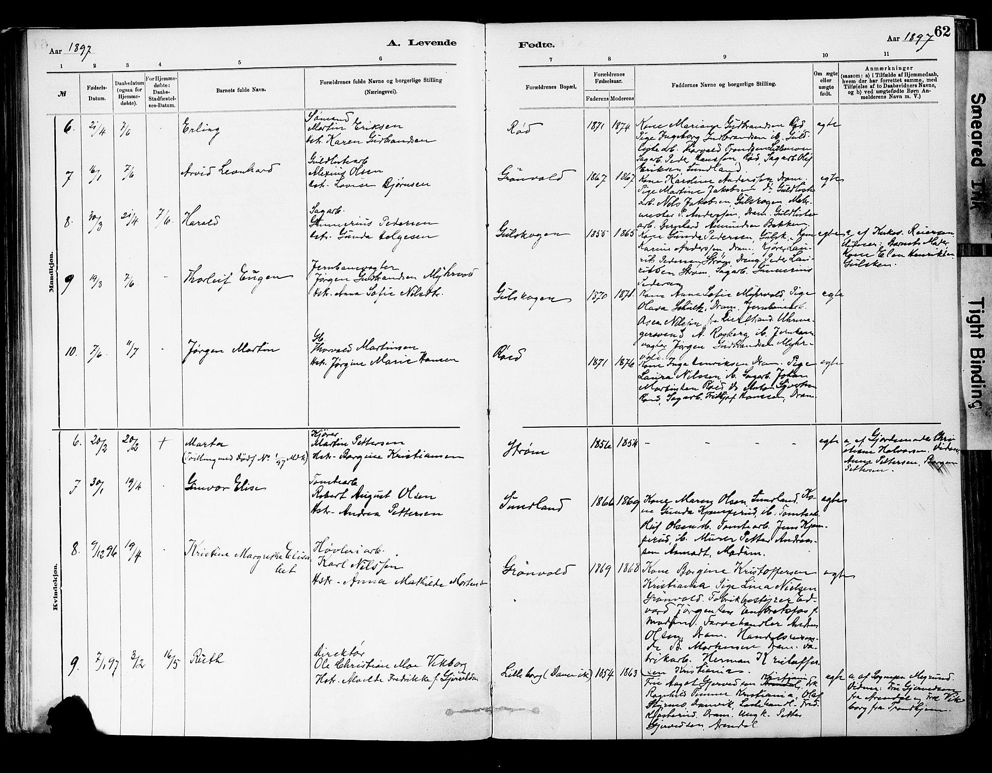 Strømsgodset kirkebøker, AV/SAKO-A-324/F/Fa/L0001: Parish register (official) no. 1, 1885-1909, p. 62