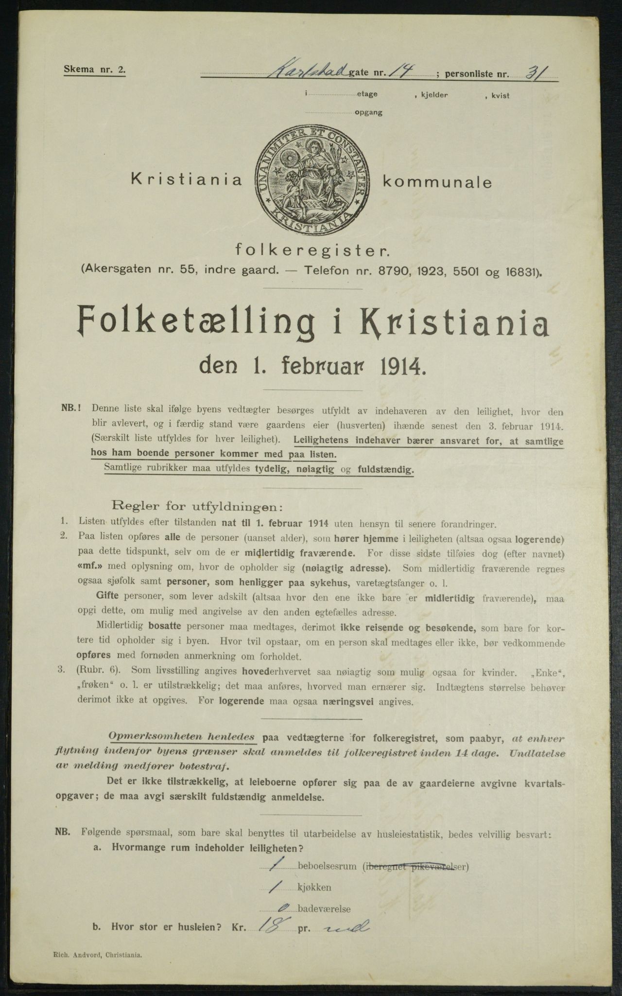 OBA, Municipal Census 1914 for Kristiania, 1914, p. 49149