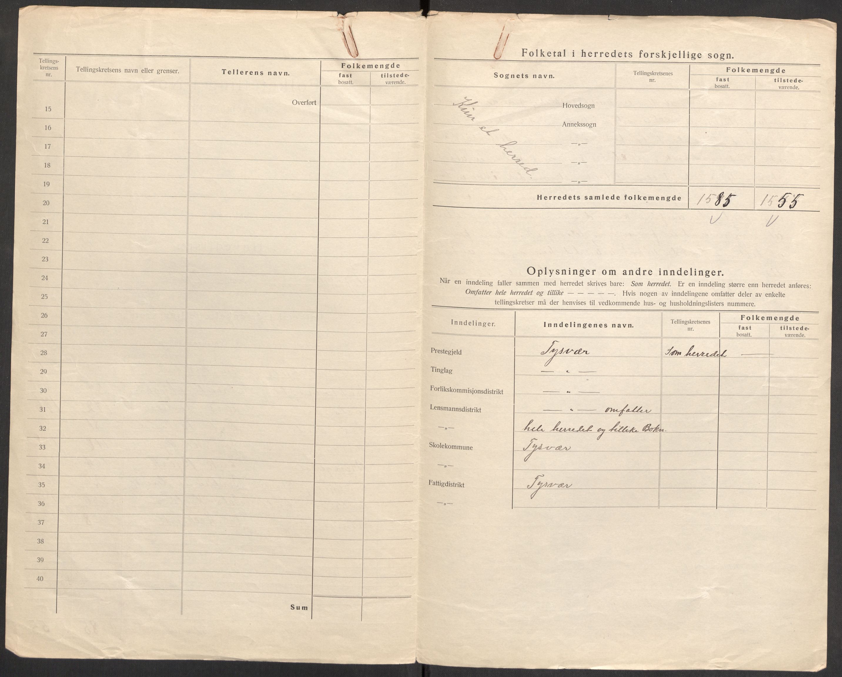 SAST, 1920 census for Tysvær, 1920, p. 9