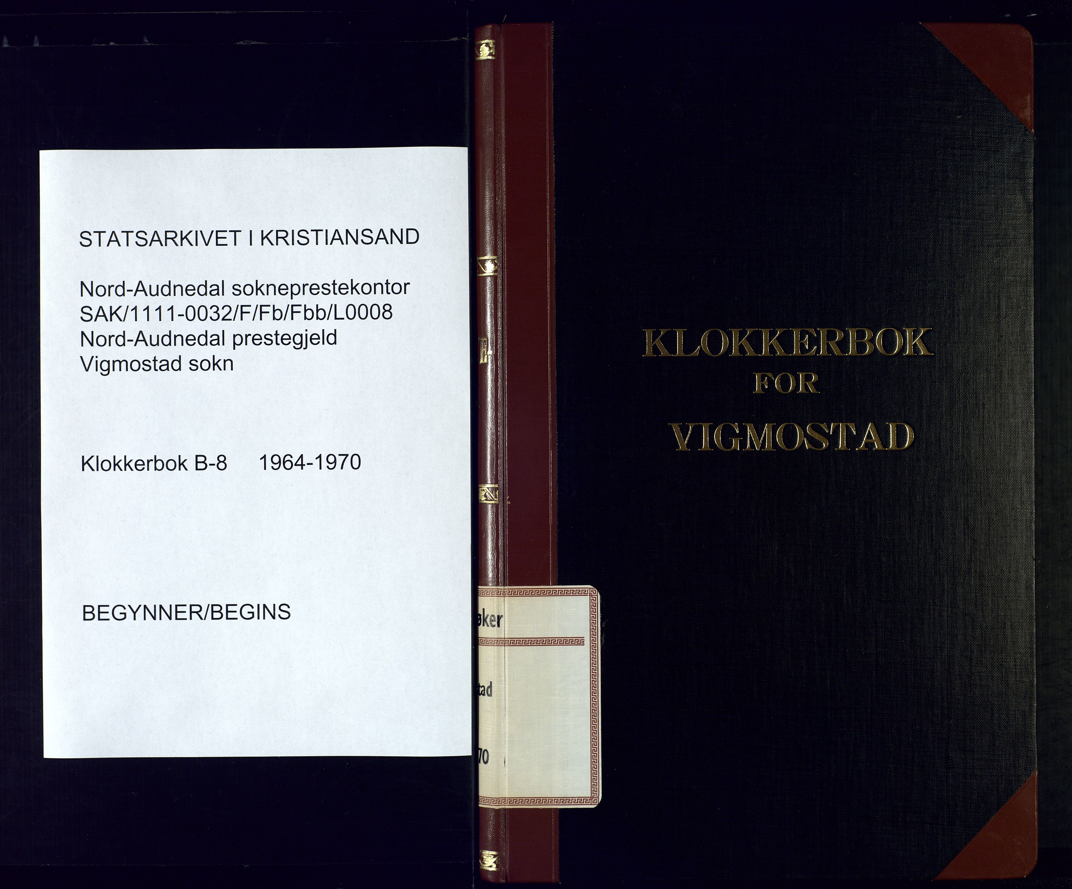 Nord-Audnedal sokneprestkontor, AV/SAK-1111-0032/F/Fb/Fbb/L0008: Parish register (copy) no. B-8, 1964-1970