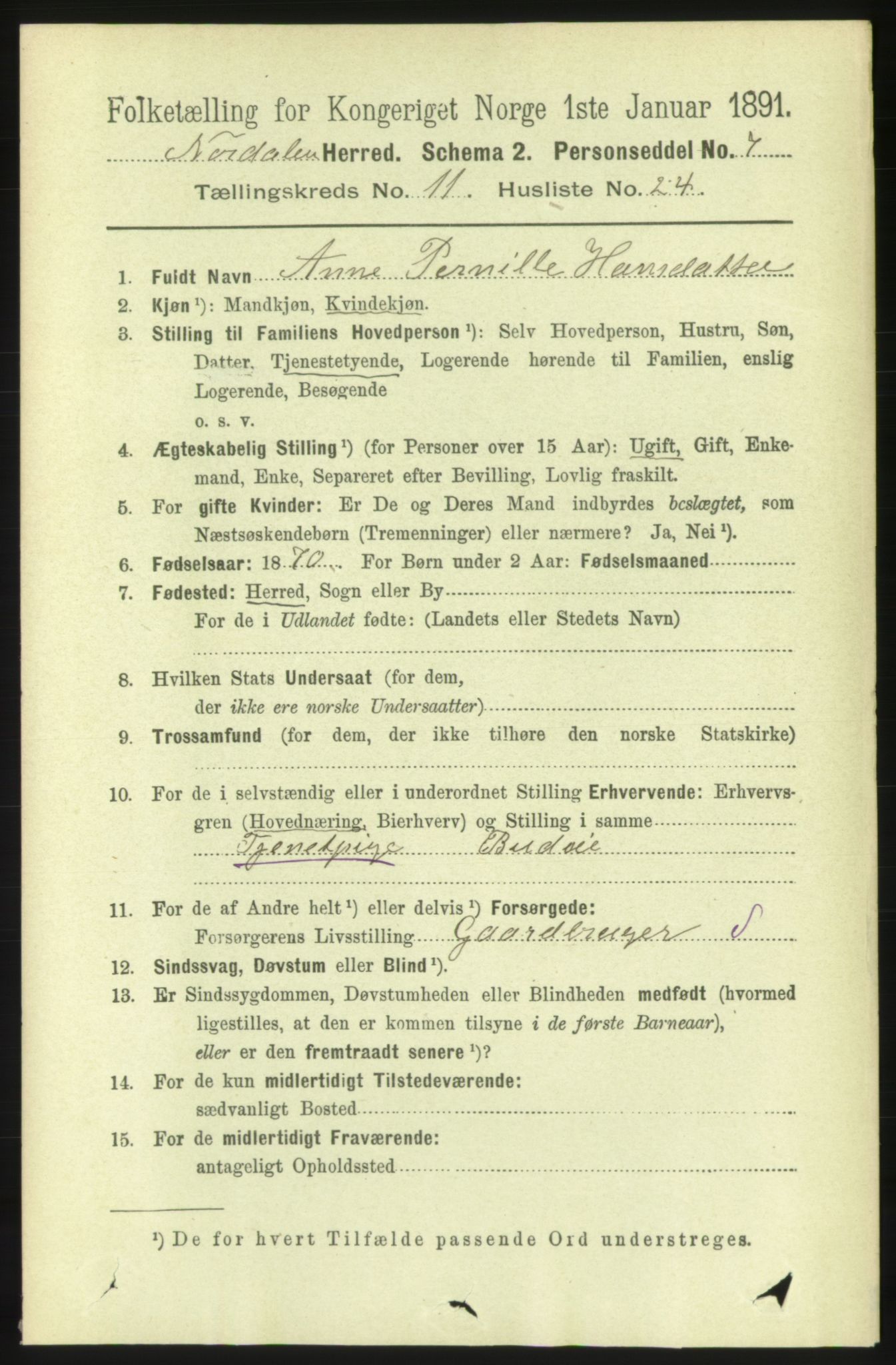 RA, 1891 census for 1524 Norddal, 1891, p. 2667