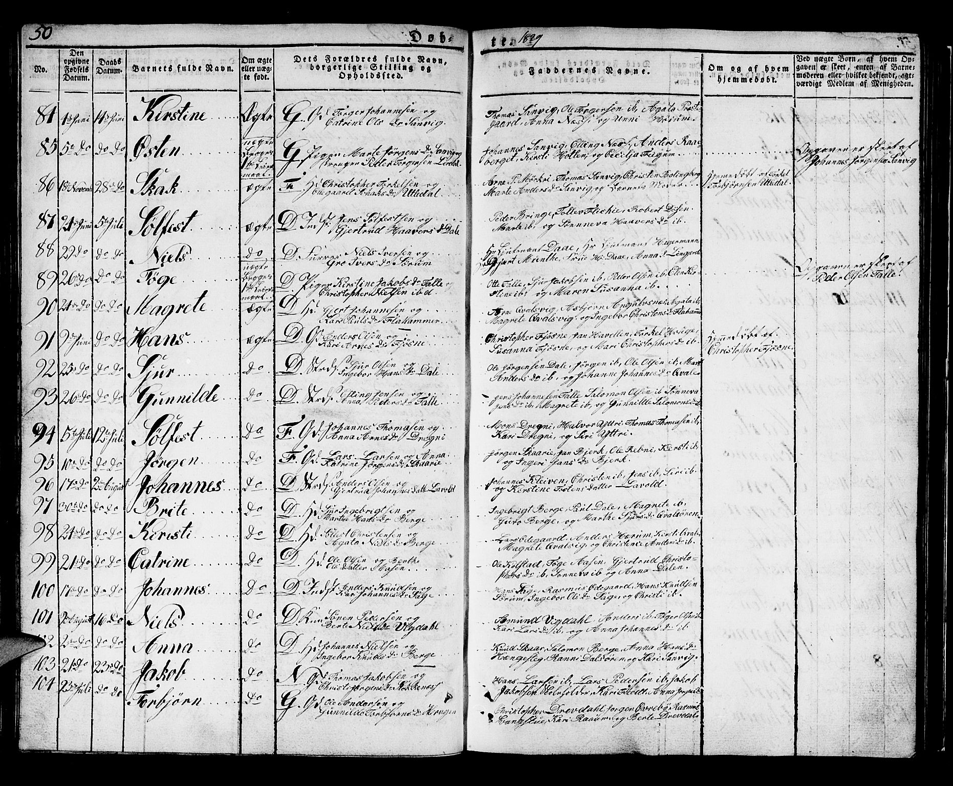 Luster sokneprestembete, SAB/A-81101/H/Haa/Haaa/L0004: Parish register (official) no. A 4, 1821-1832, p. 50