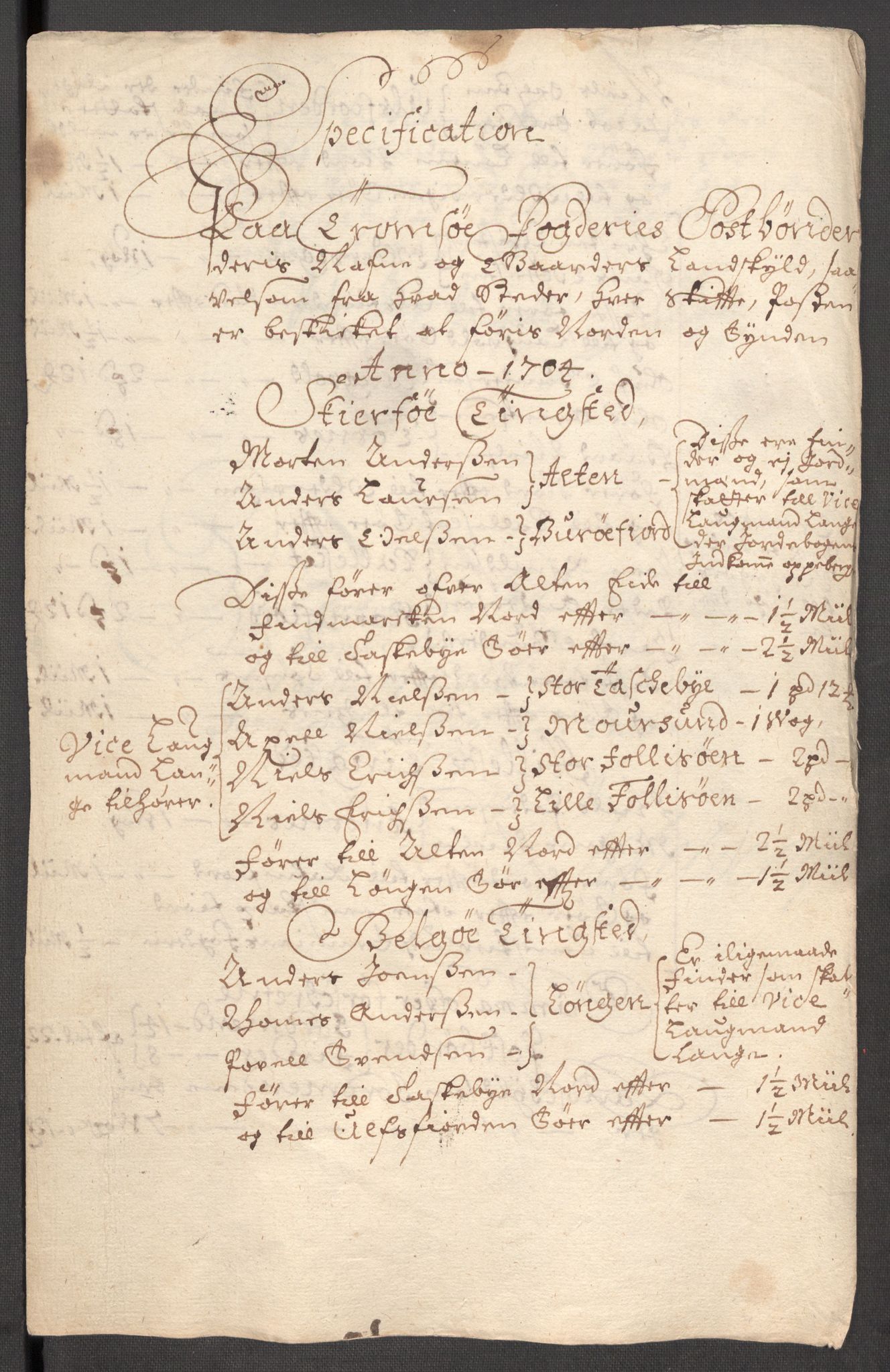 Rentekammeret inntil 1814, Reviderte regnskaper, Fogderegnskap, RA/EA-4092/R68/L4755: Fogderegnskap Senja og Troms, 1700-1704, p. 421