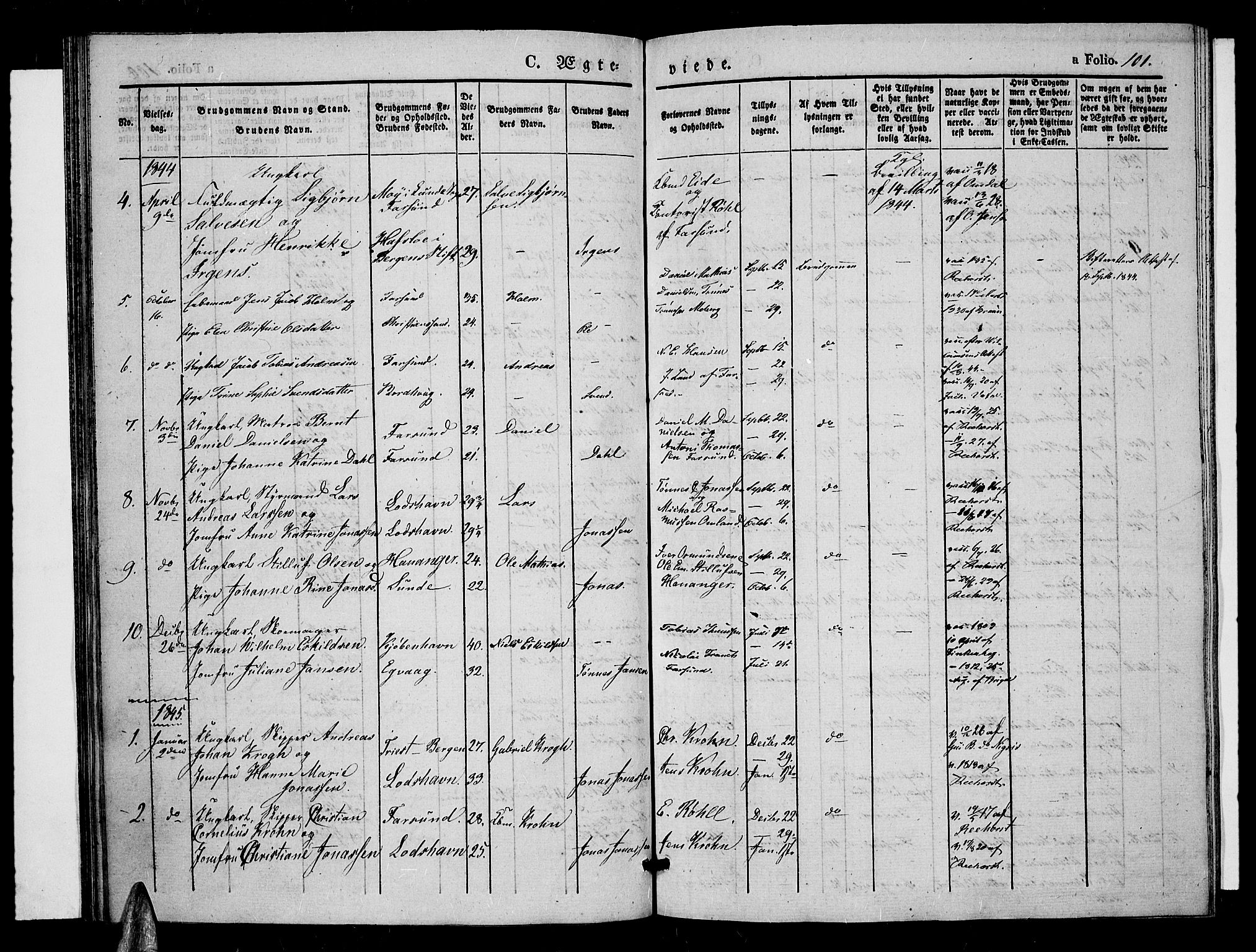 Farsund sokneprestkontor, SAK/1111-0009/F/Fa/L0003: Parish register (official) no. A 3, 1836-1846, p. 101
