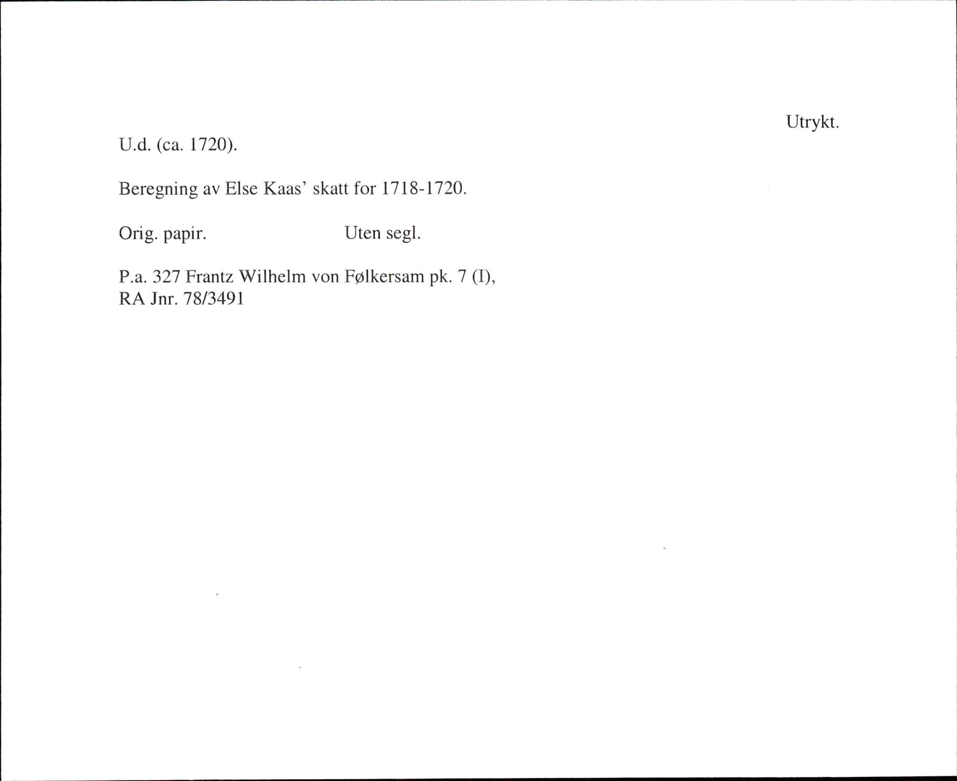 Riksarkivets diplomsamling, AV/RA-EA-5965/F35/F35i/L0001: DRA 1978 Følkersam, p. 541