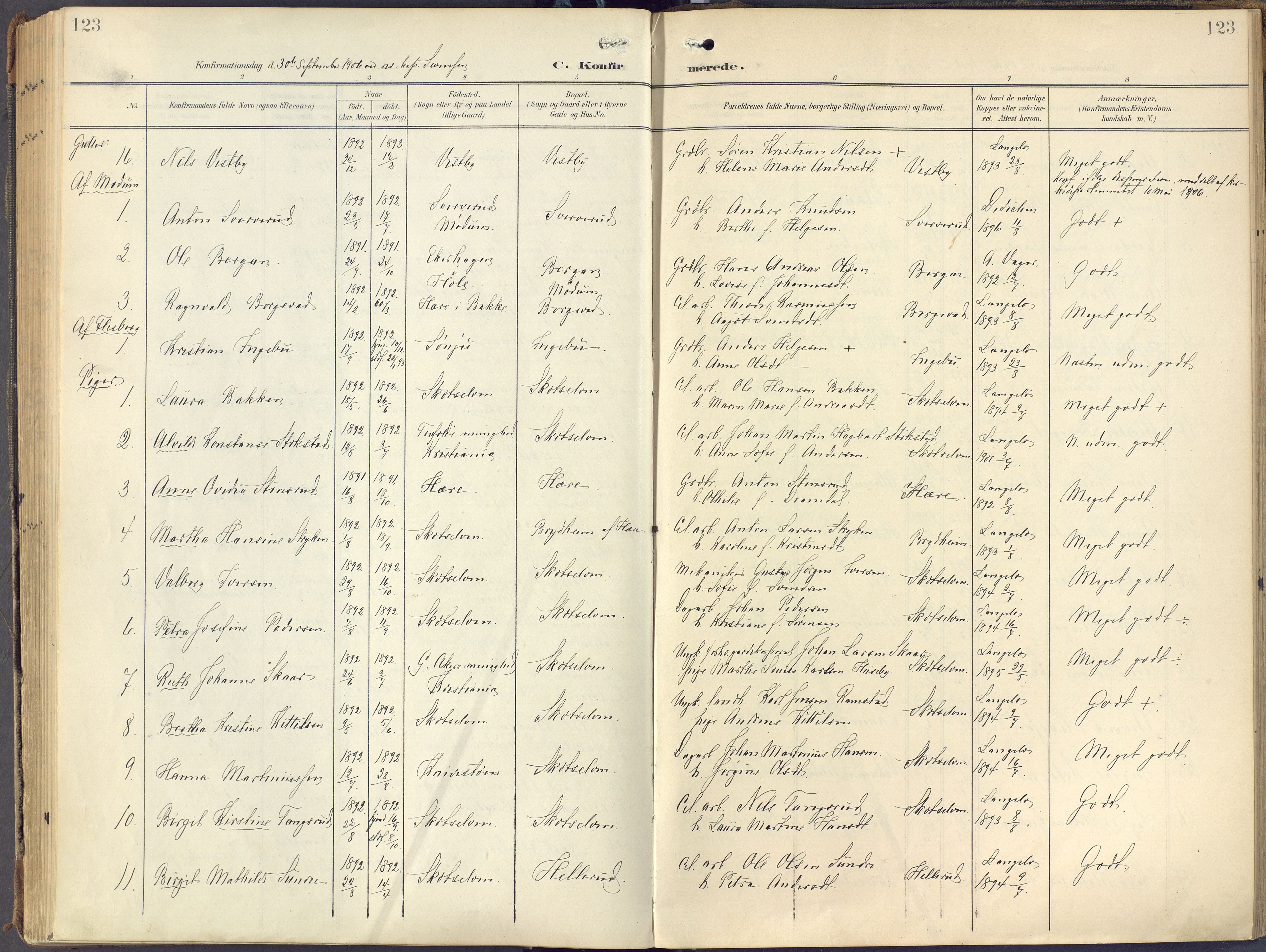 Eiker kirkebøker, AV/SAKO-A-4/F/Fc/L0004: Parish register (official) no. III 4, 1900-1919, p. 123