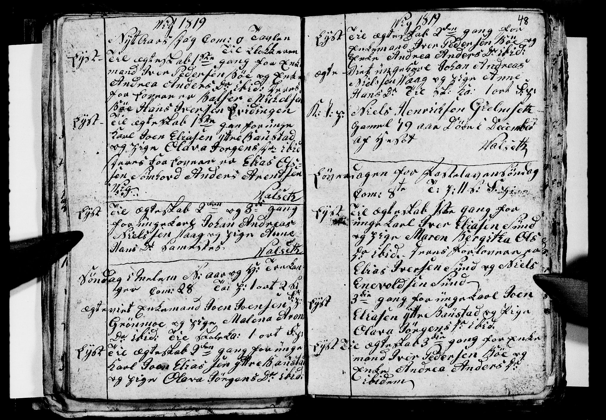 Ministerialprotokoller, klokkerbøker og fødselsregistre - Nordland, AV/SAT-A-1459/812/L0185: Parish register (copy) no. 812C03, 1815-1837, p. 48