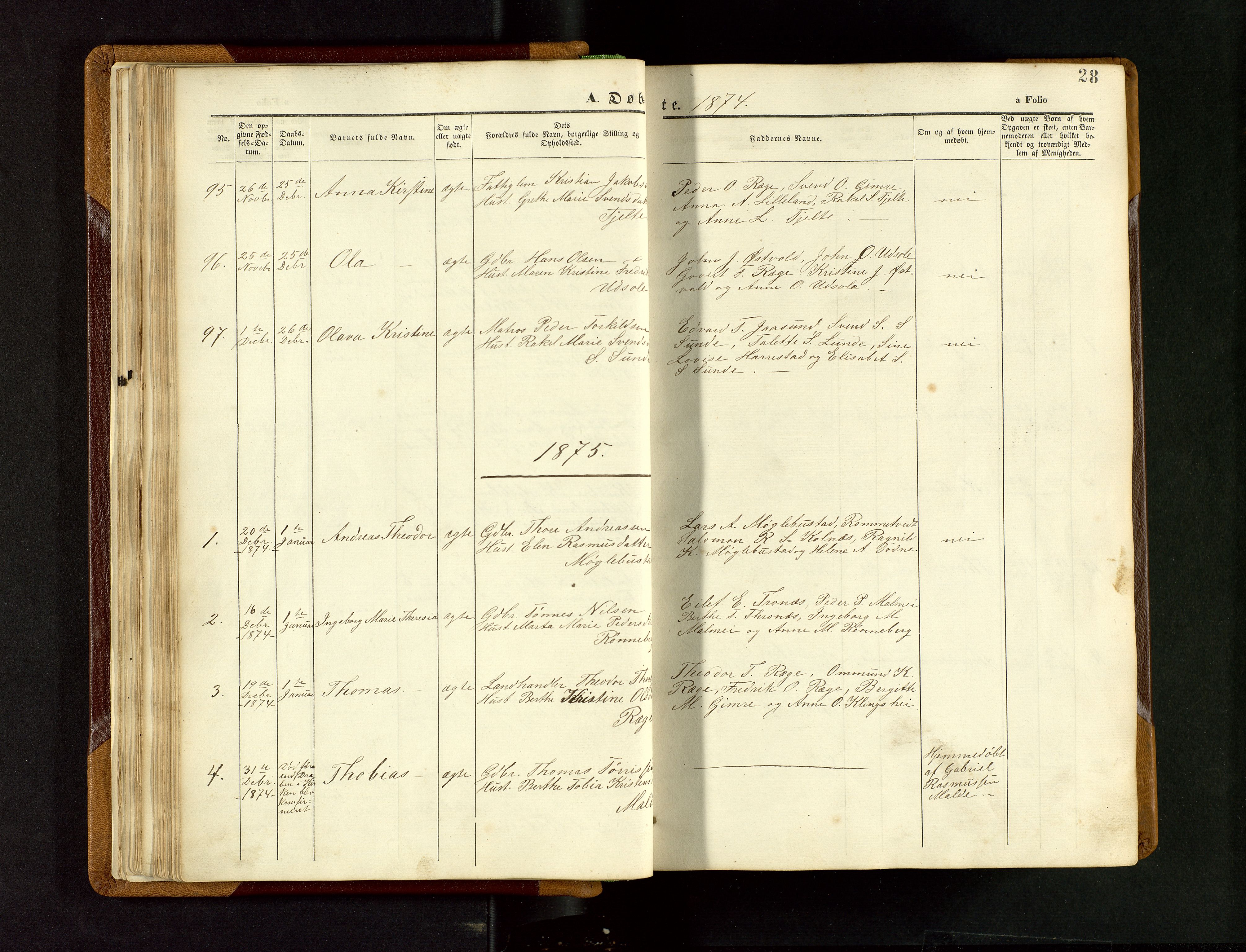 Håland sokneprestkontor, AV/SAST-A-101802/001/30BB/L0003: Parish register (copy) no. B 3, 1873-1893, p. 28