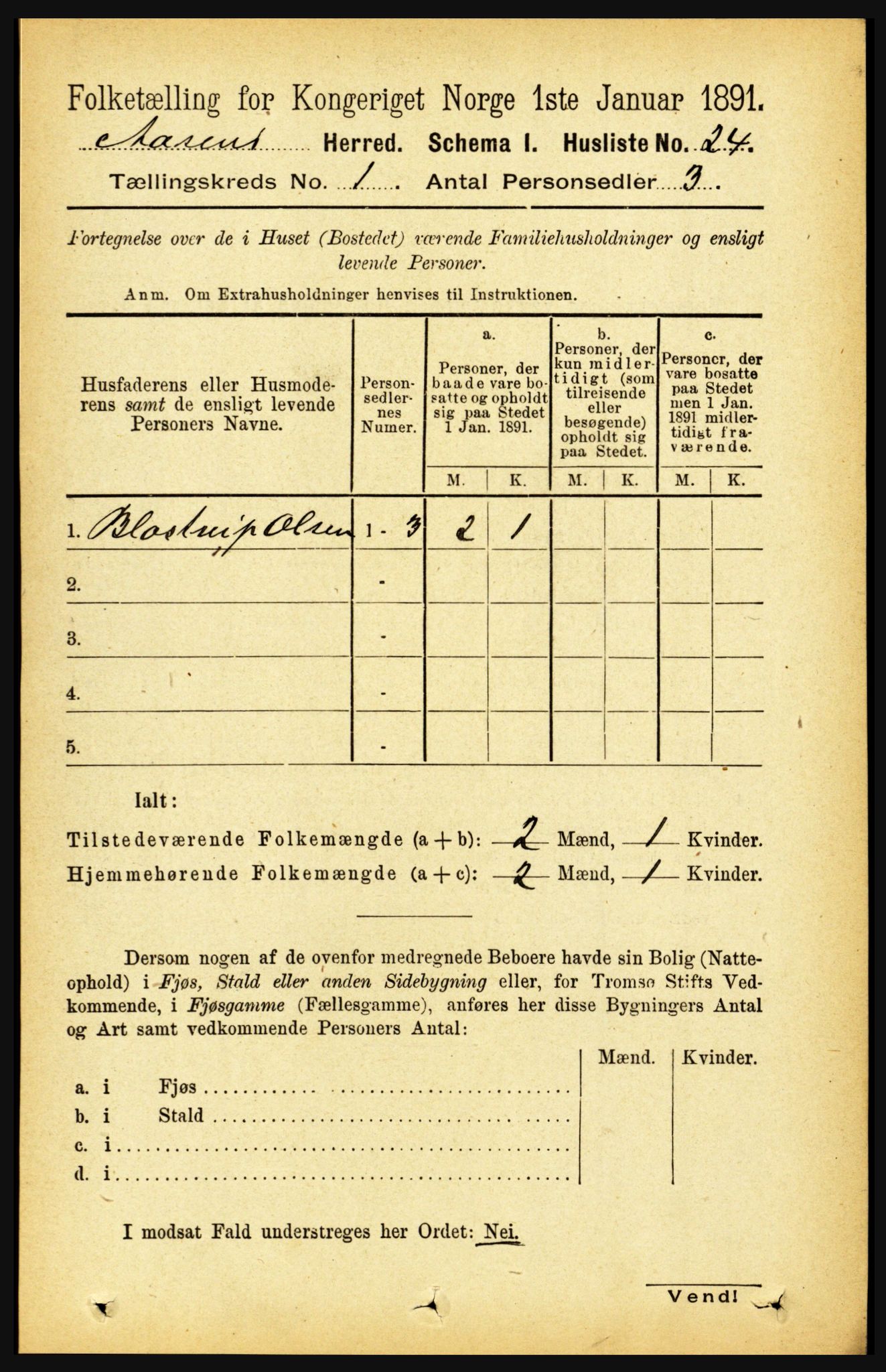RA, 1891 census for 1716 Åsen, 1891, p. 40