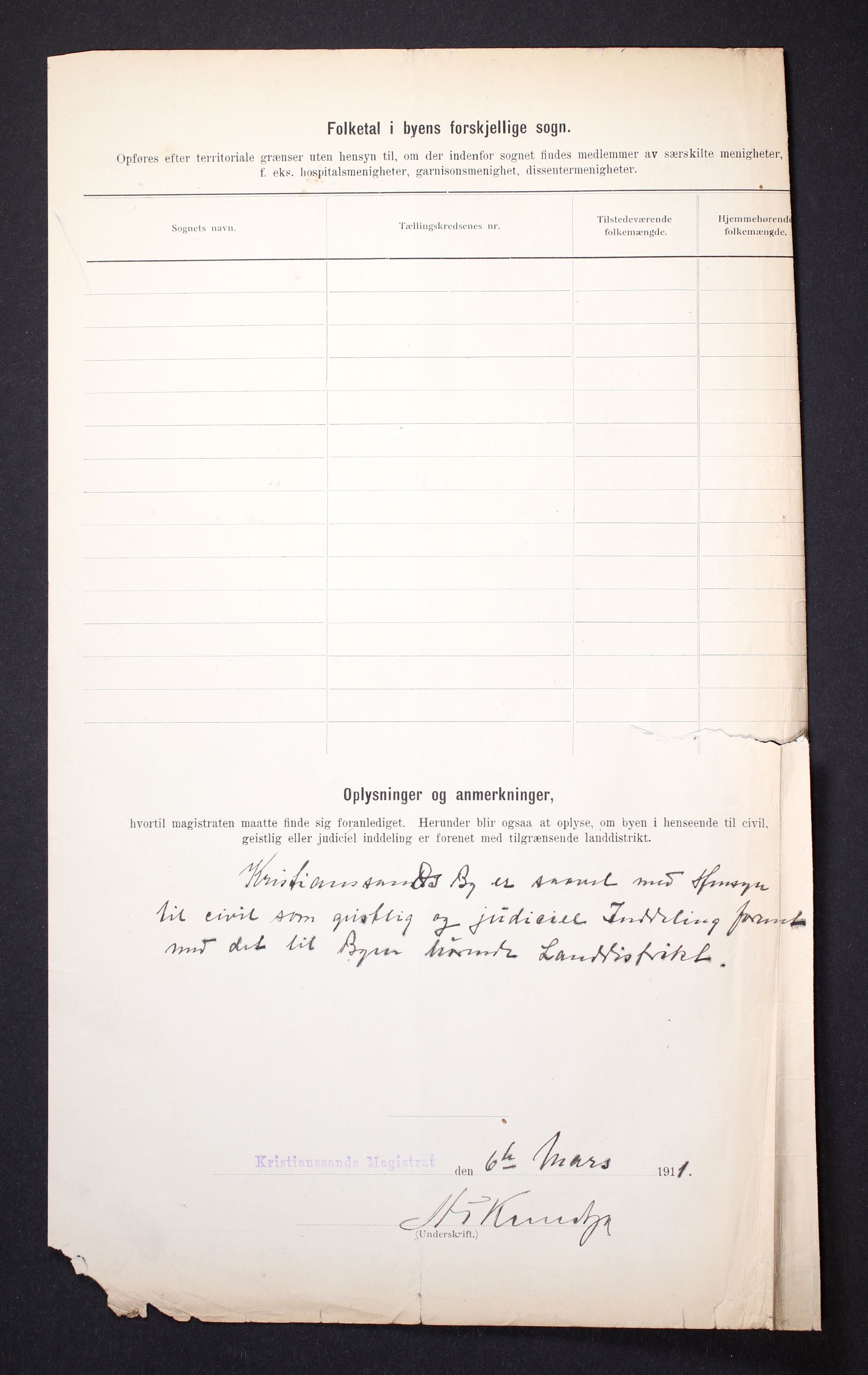 RA, 1910 census for Kristiansand, 1910, p. 4