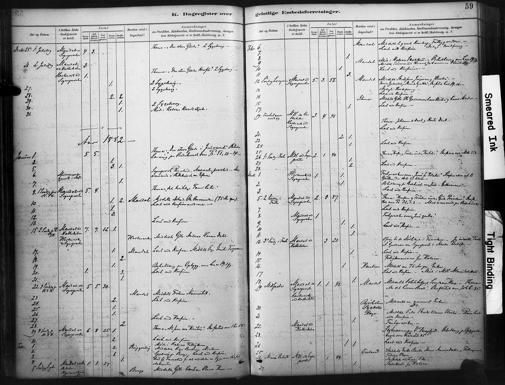 Mandal sokneprestkontor, SAK/1111-0030/F/Fa/Faa/L0017: Parish register (official) no. A 17, 1880-1926, p. 59