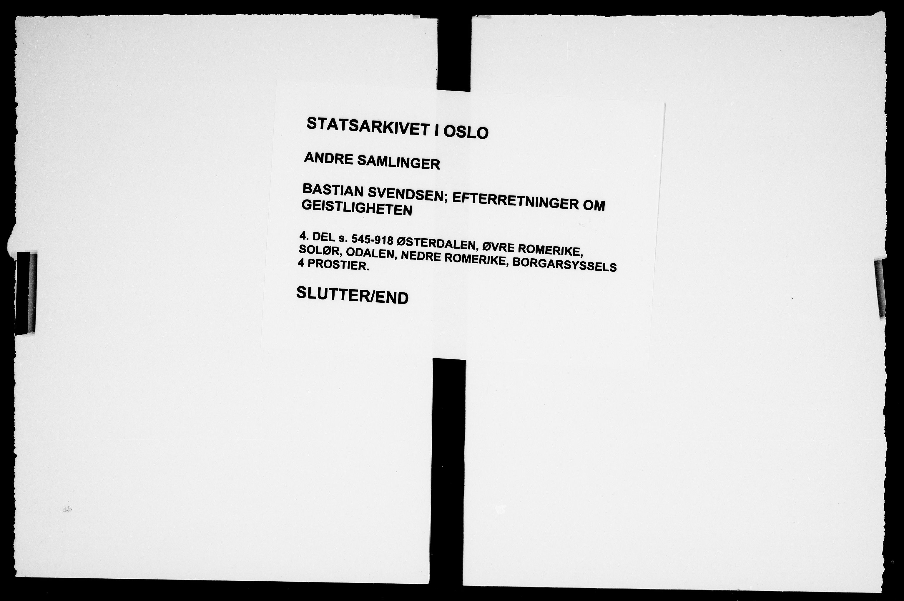Svendsen, Bastian - etterretninger om geistligheten i Akershus stift, SAO/PAO-0181/D/L0006: Etterretninger del 5