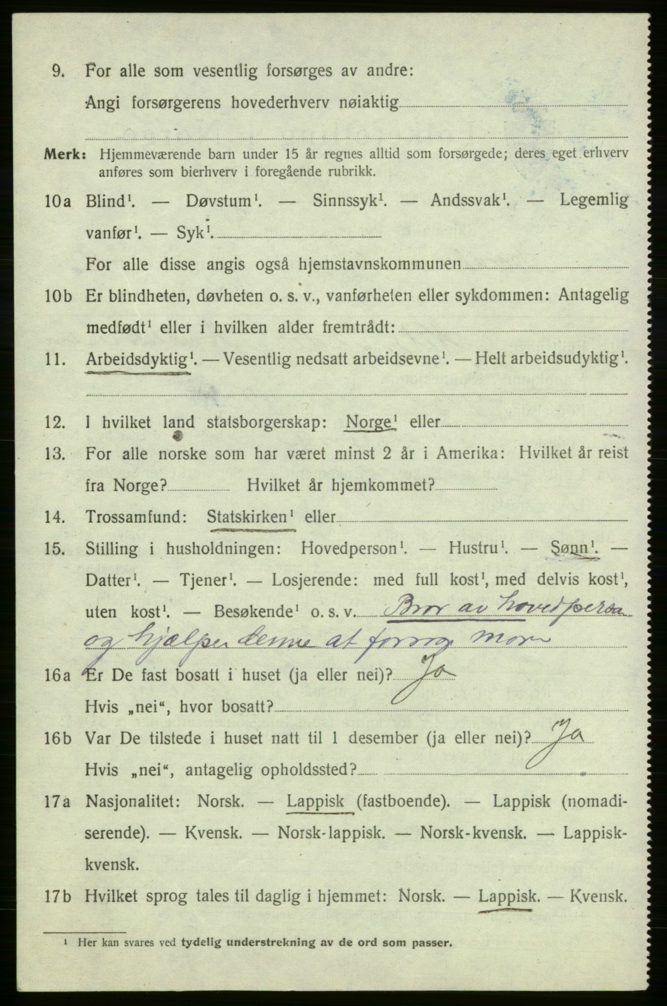 SATØ, 1920 census for , 1920, p. 2463