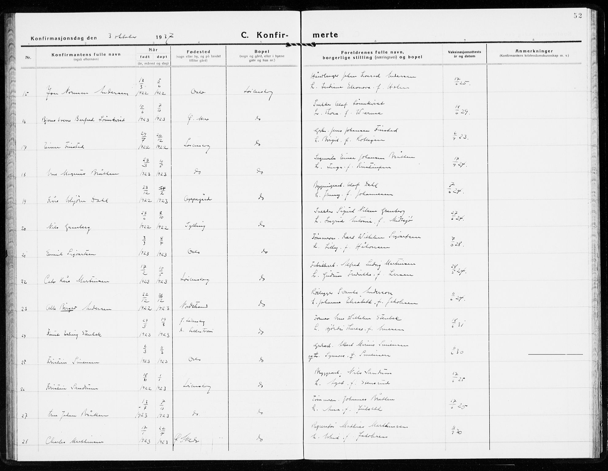 Skedsmo prestekontor Kirkebøker, AV/SAO-A-10033a/F/Fb/L0004: Parish register (official) no. II 4, 1931-1943, p. 52