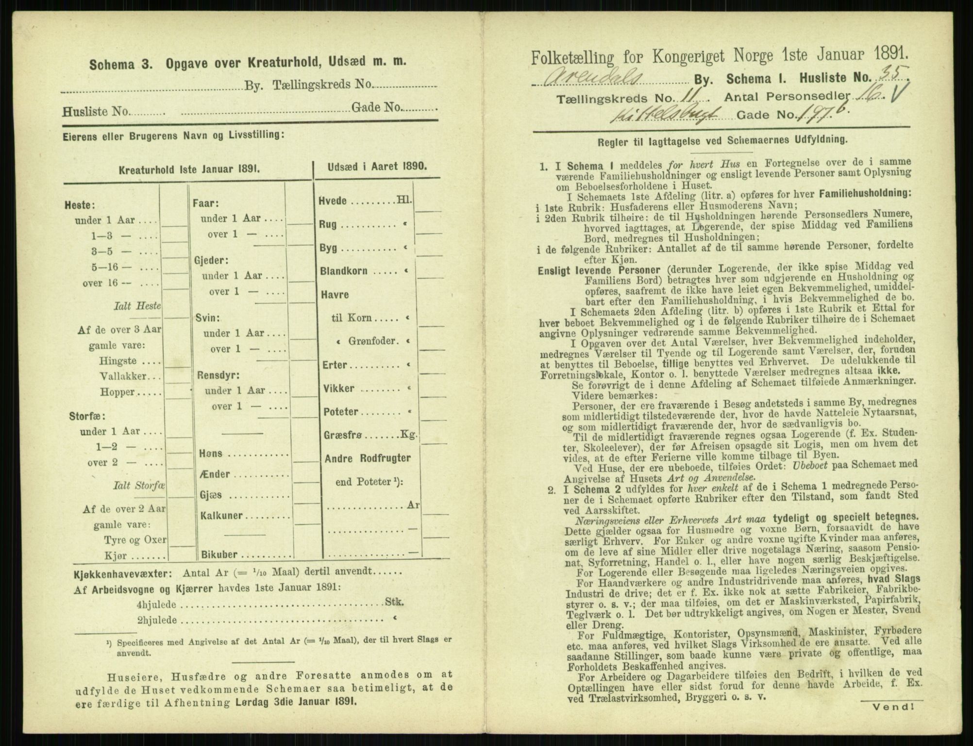 RA, 1891 census for 0903 Arendal, 1891, p. 630