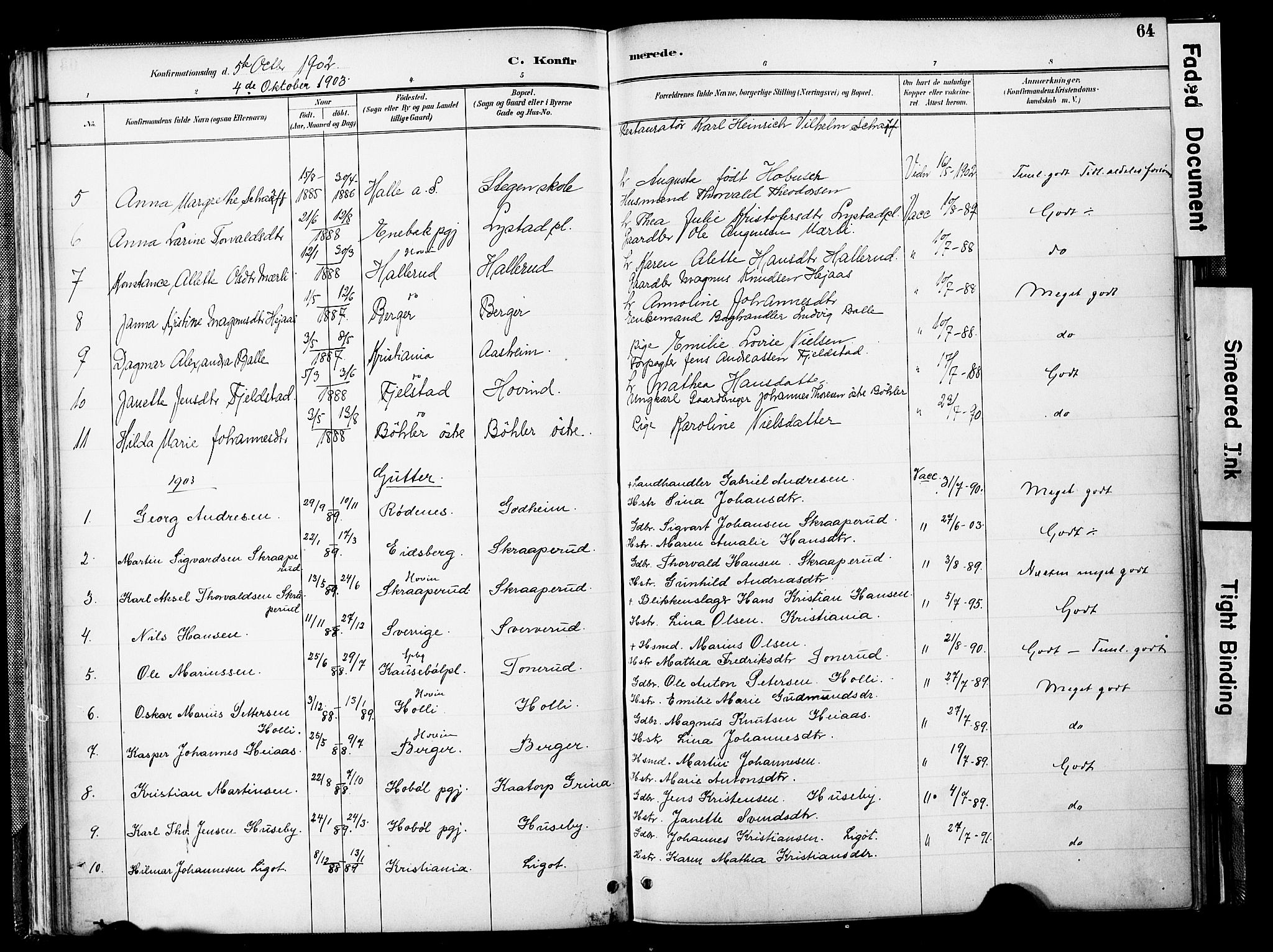 Spydeberg prestekontor Kirkebøker, SAO/A-10924/F/Fb/L0001: Parish register (official) no. II 1, 1886-1907, p. 64
