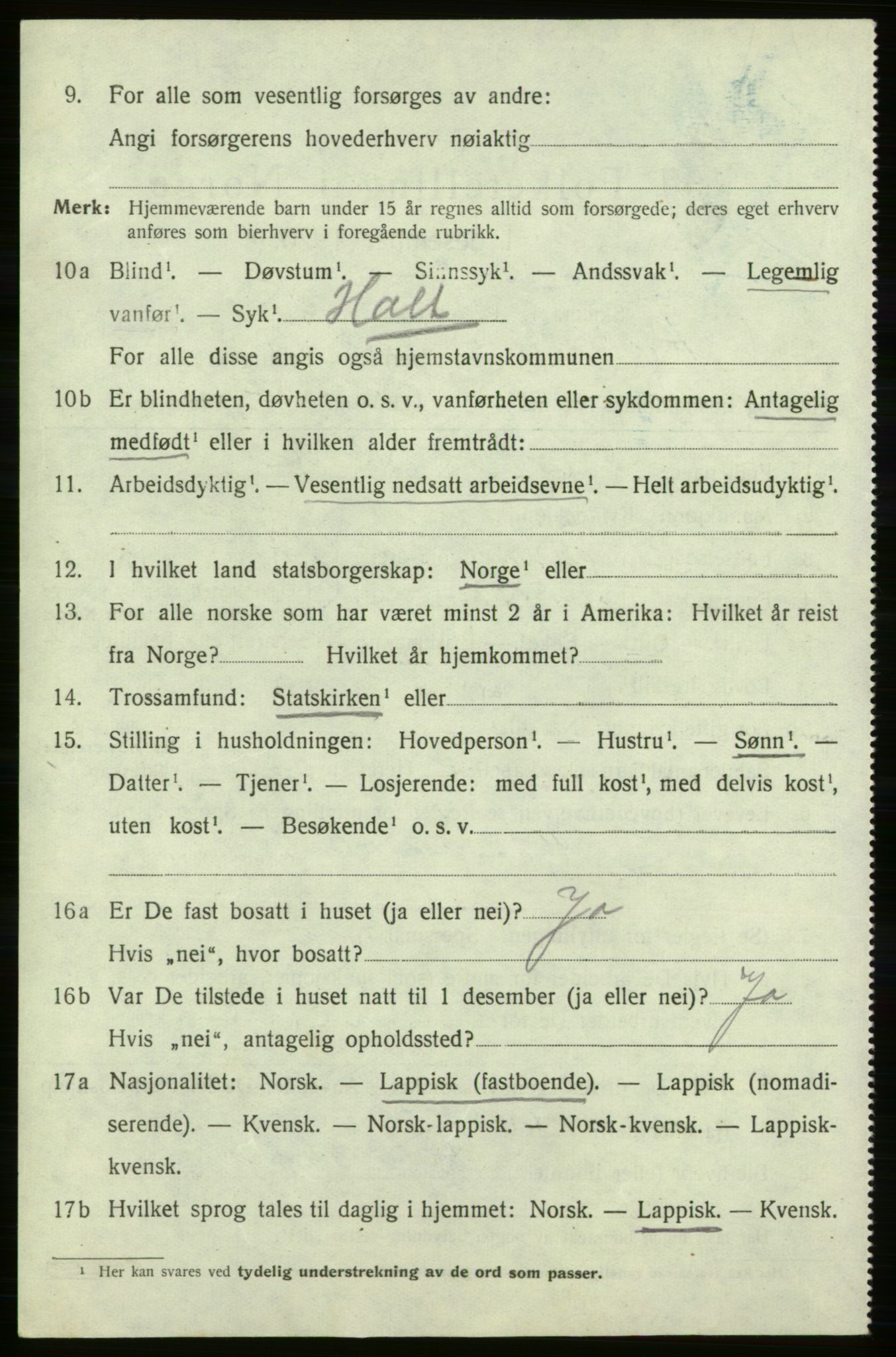 SATØ, 1920 census for Kistrand, 1920, p. 2379