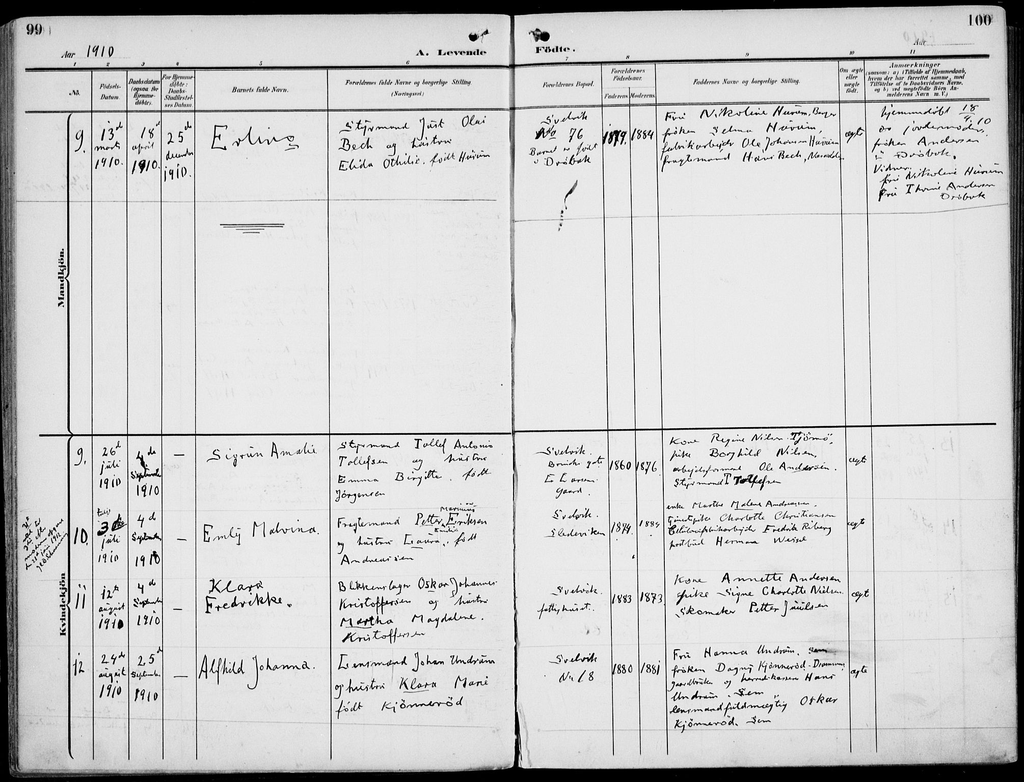 Strømm kirkebøker, AV/SAKO-A-322/F/Fb/L0002: Parish register (official) no. II 2, 1900-1919, p. 99-100