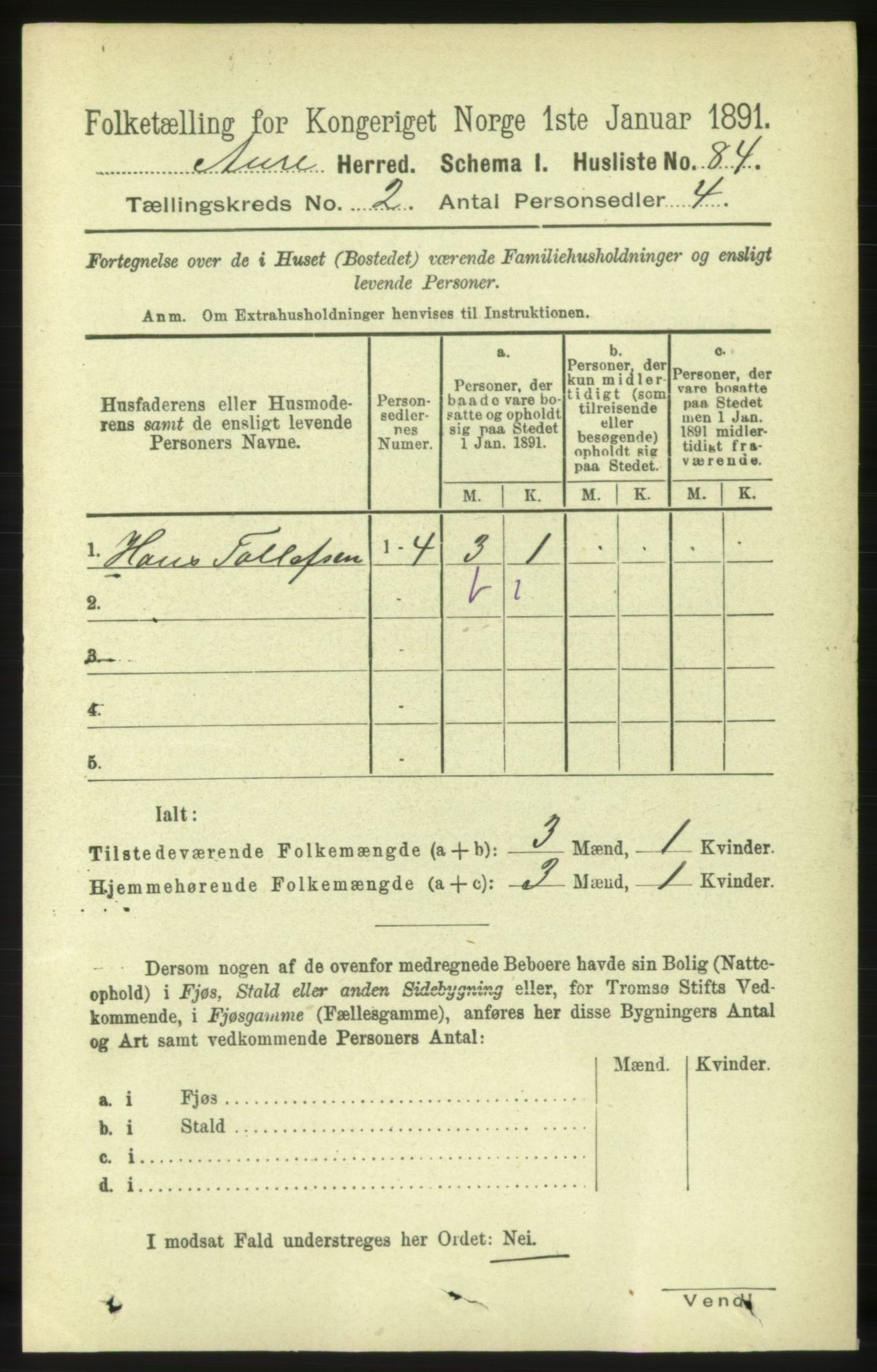 RA, 1891 census for 1569 Aure, 1891, p. 862