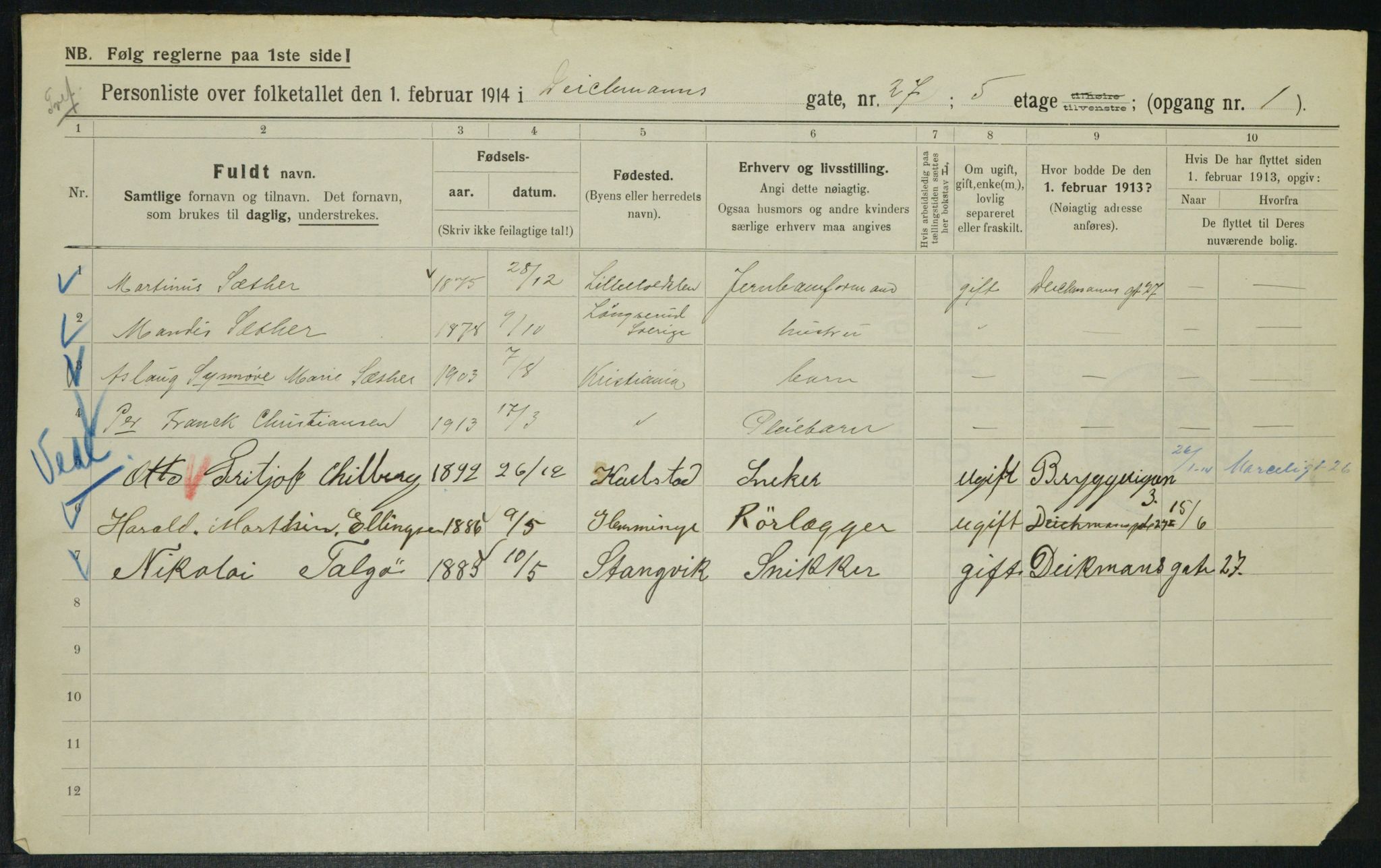 OBA, Municipal Census 1914 for Kristiania, 1914, p. 15974