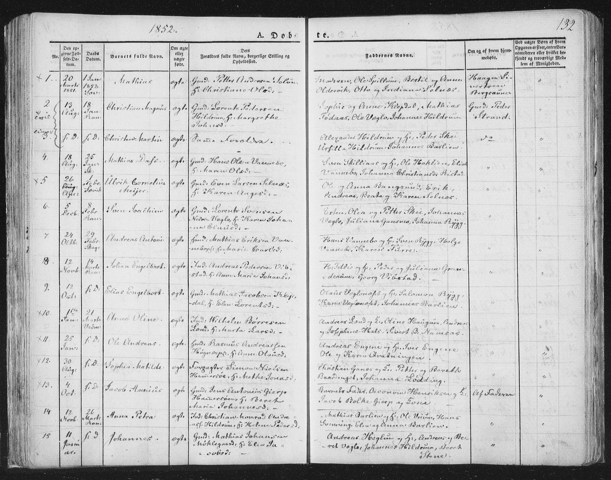 Ministerialprotokoller, klokkerbøker og fødselsregistre - Nord-Trøndelag, AV/SAT-A-1458/764/L0551: Parish register (official) no. 764A07a, 1824-1864, p. 132