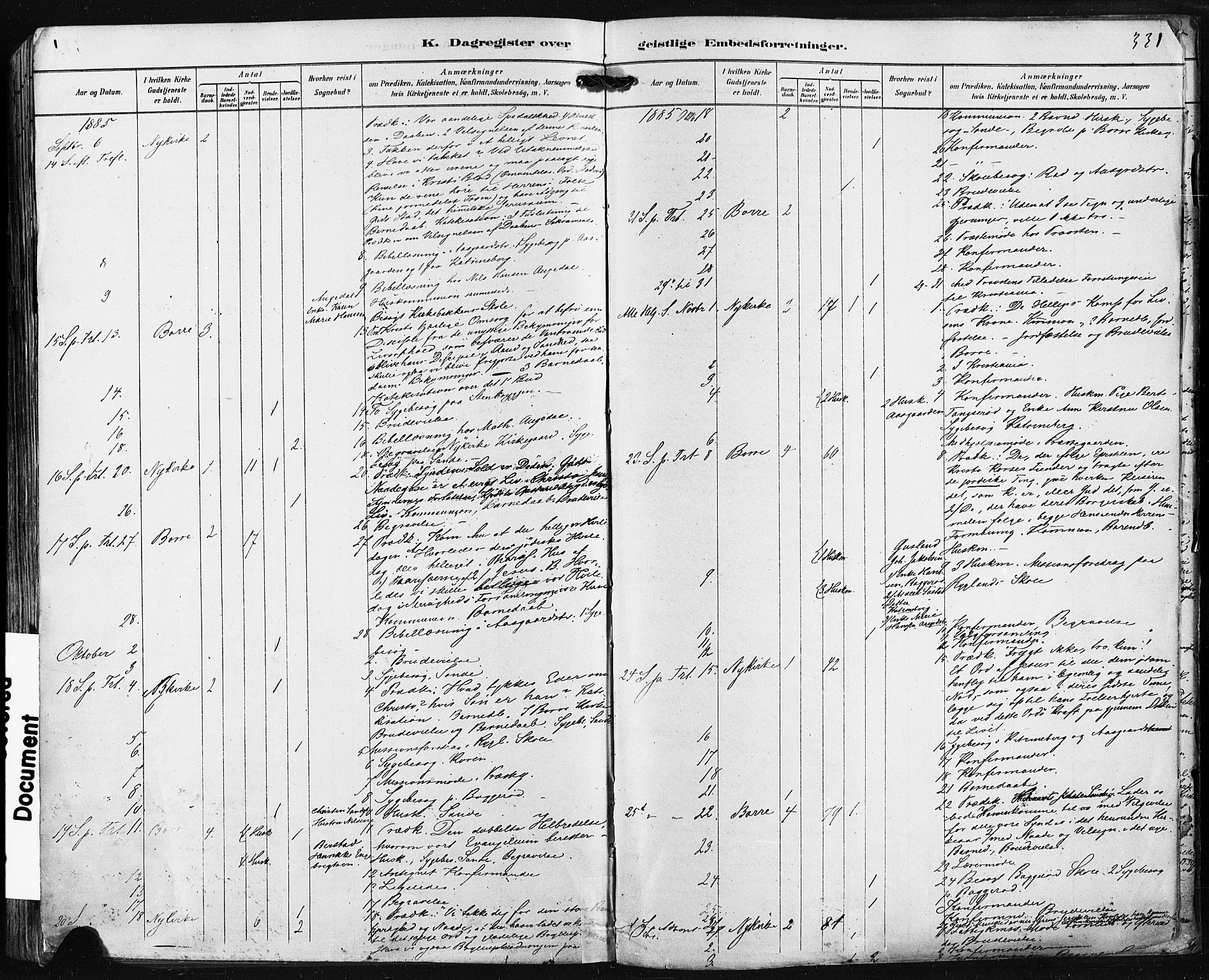 Borre kirkebøker, AV/SAKO-A-338/F/Fa/L0009: Parish register (official) no. I 9, 1878-1896, p. 331