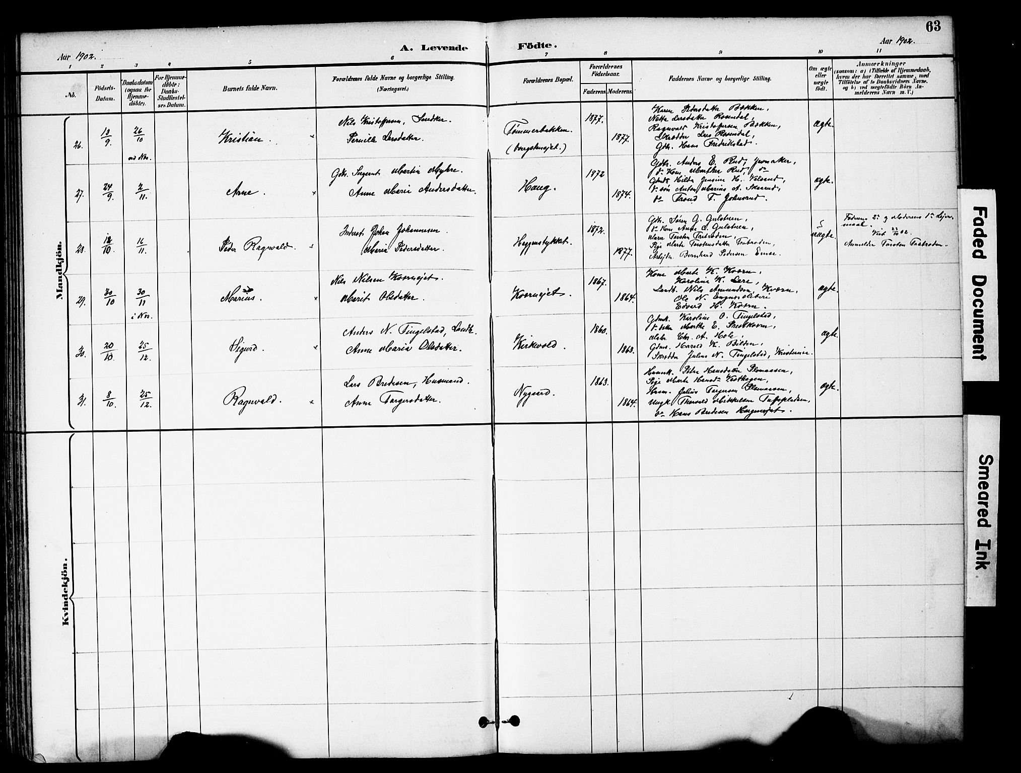 Brandbu prestekontor, SAH/PREST-114/H/Ha/Hab/L0006: Parish register (copy) no. 6, 1893-1902, p. 63